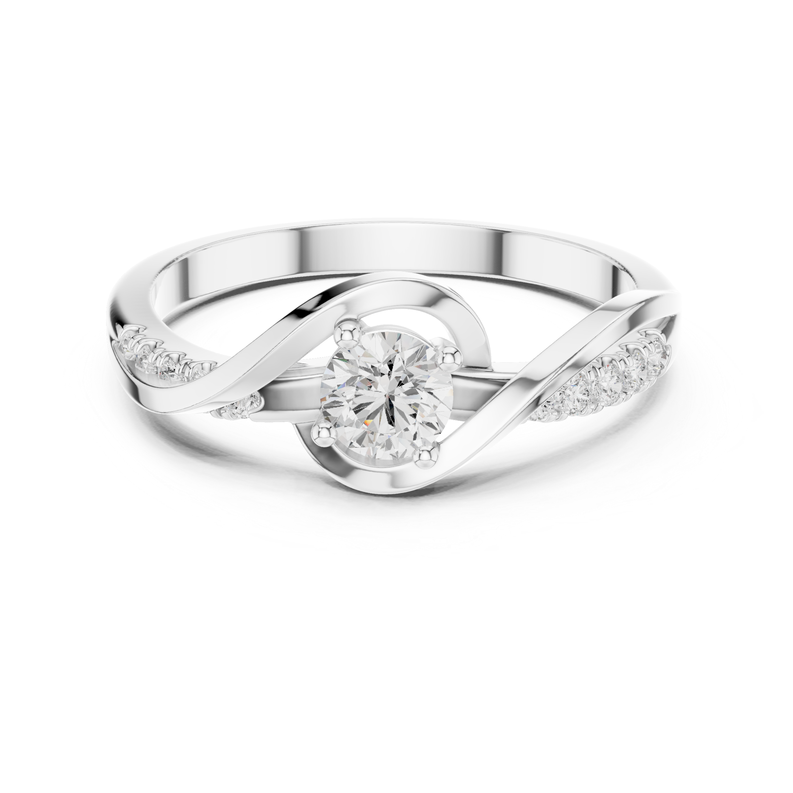 Infinity Twist Diamond Engagement Ring – Round Solitaire