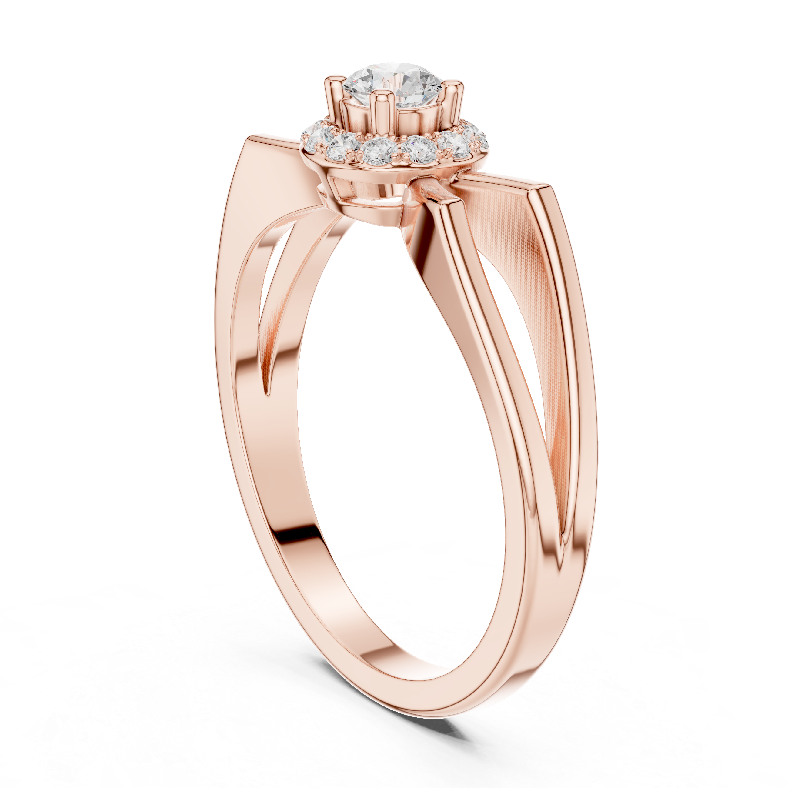 Infinity Halo Diamond Engagement Ring – Split Shank Design
