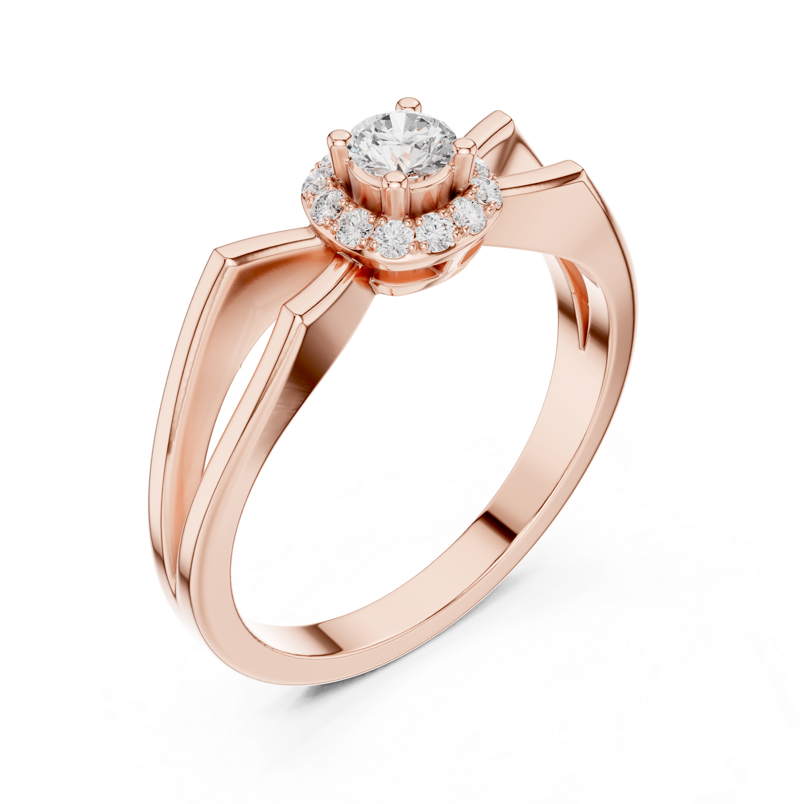 Infinity Halo Diamond Engagement Ring – Split Shank Design