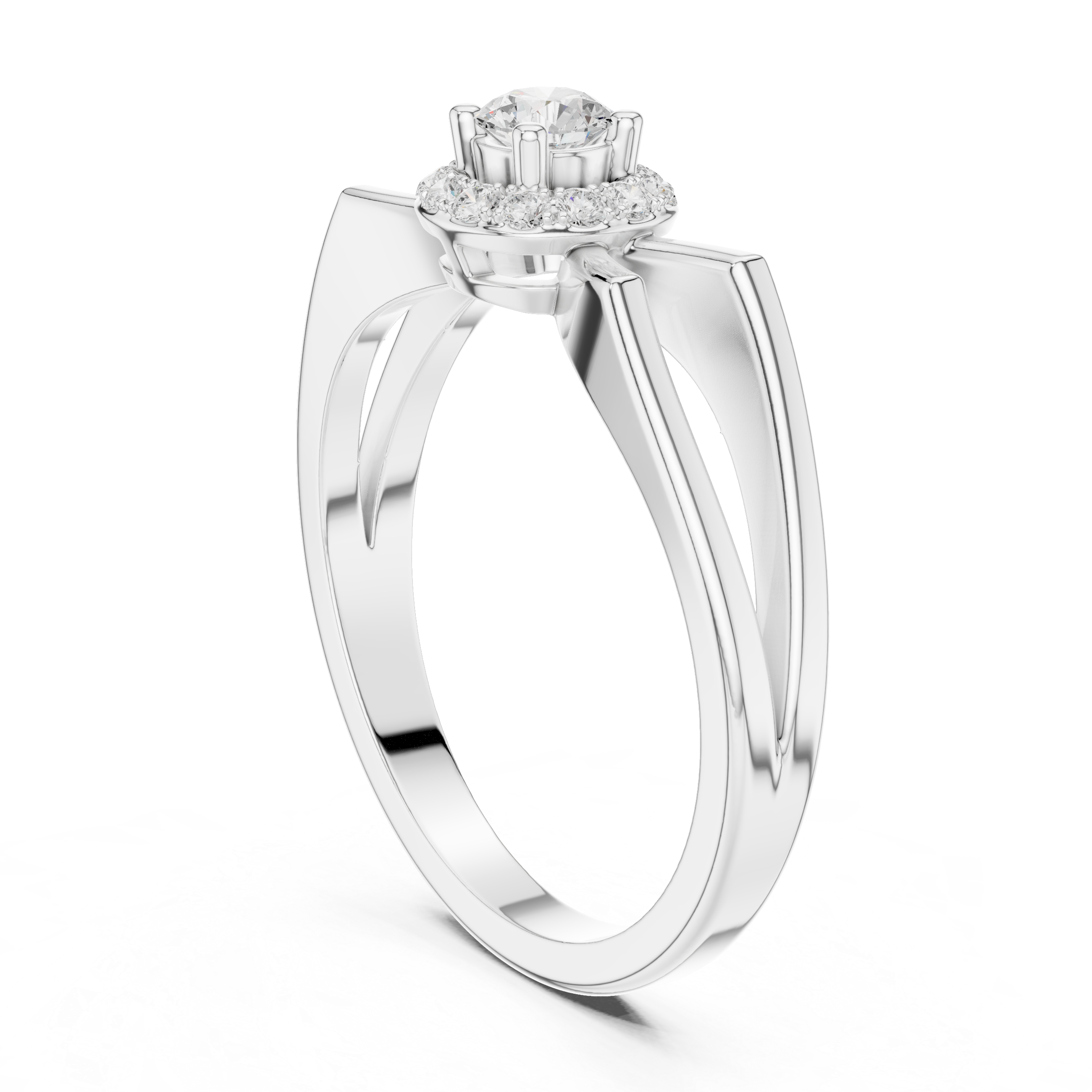 Infinity Halo Diamond Engagement Ring – Split Shank Design