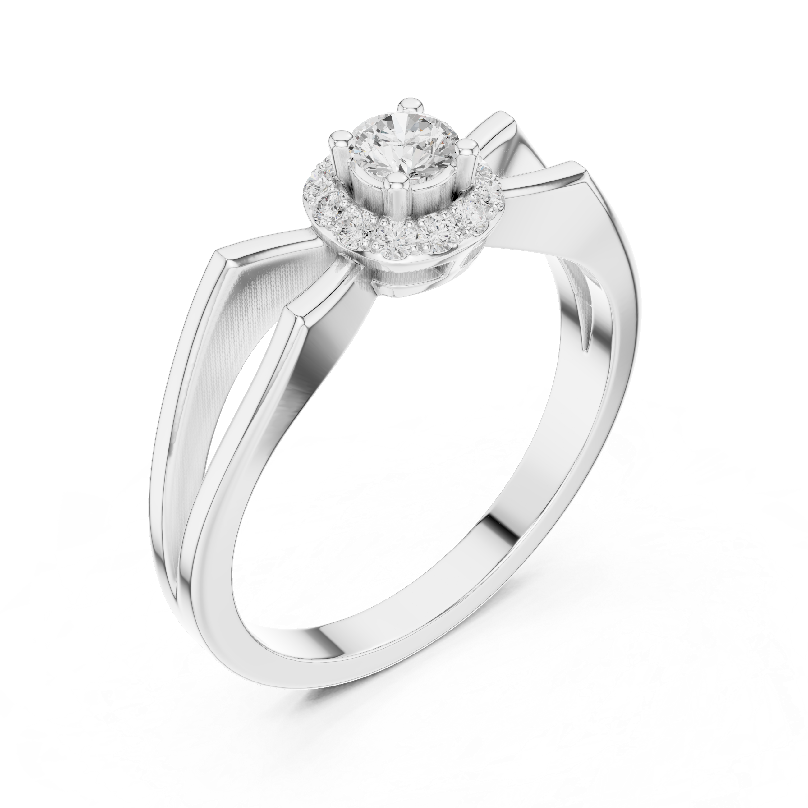 Infinity Halo Diamond Engagement Ring – Split Shank Design