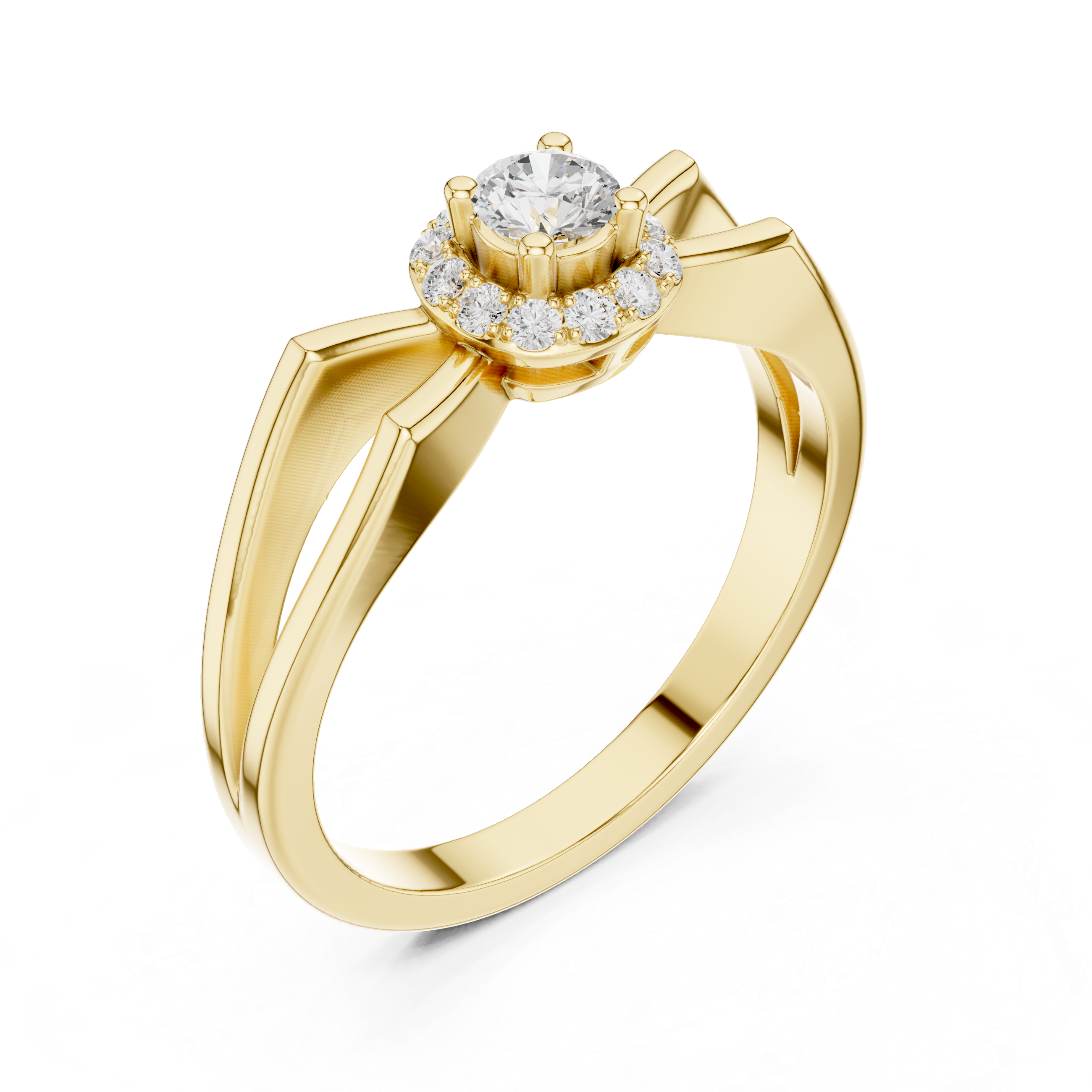 Infinity Halo Diamond Engagement Ring – Split Shank Design