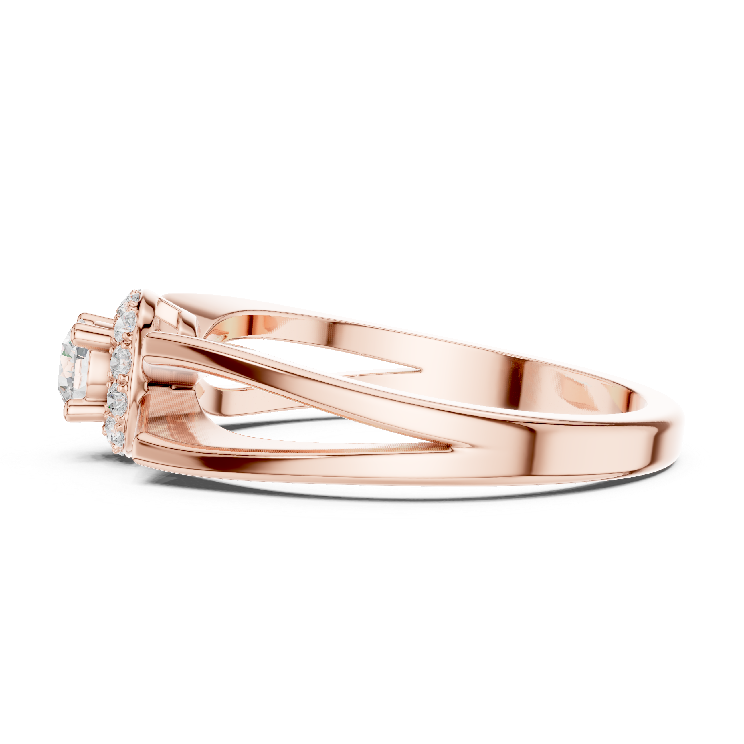 Infinity Halo Diamond Engagement Ring – Split Shank Design