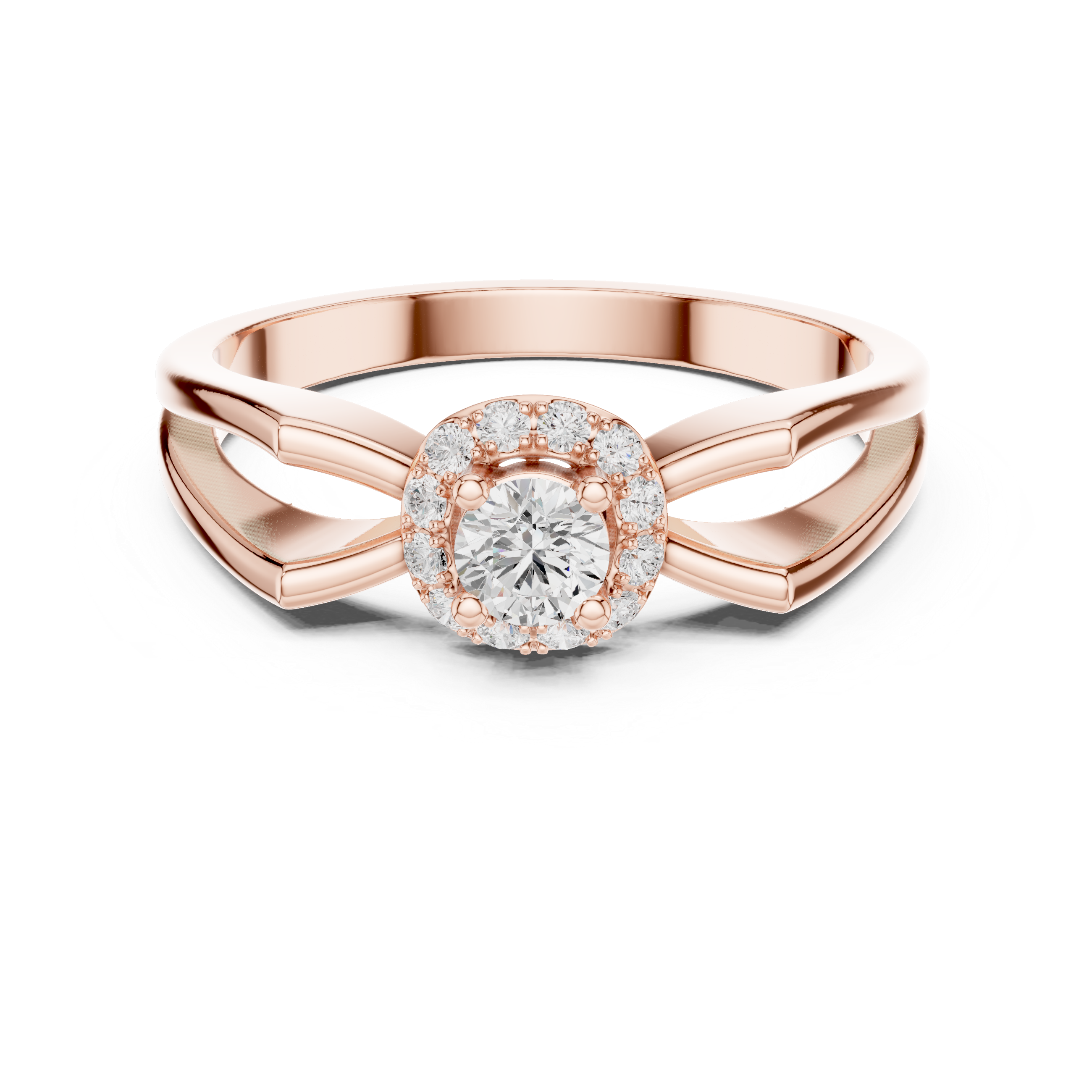 Infinity Halo Diamond Engagement Ring – Split Shank Design