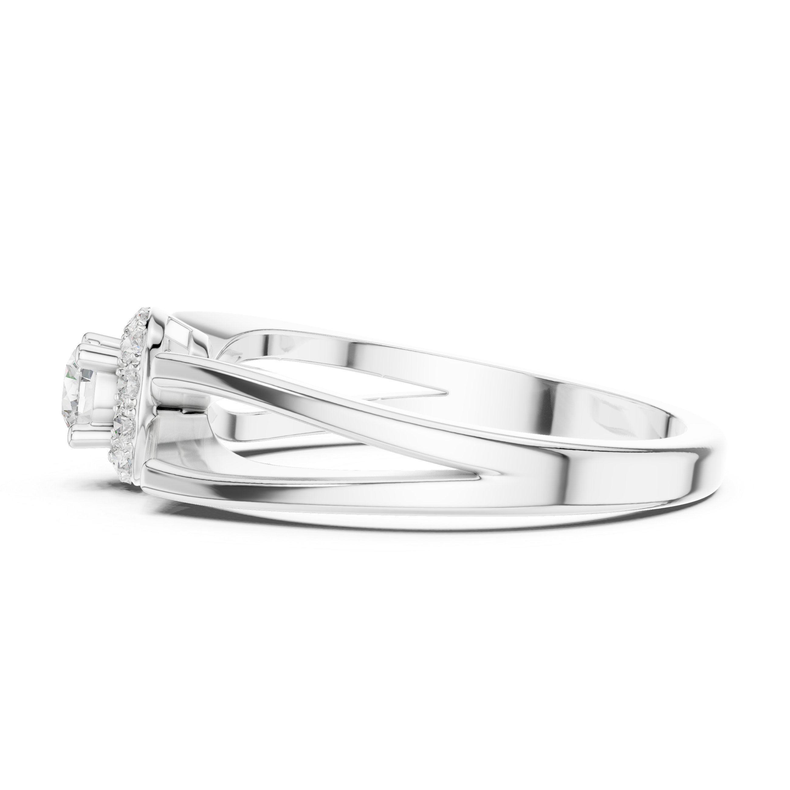 Infinity Halo Diamond Engagement Ring – Split Shank Design