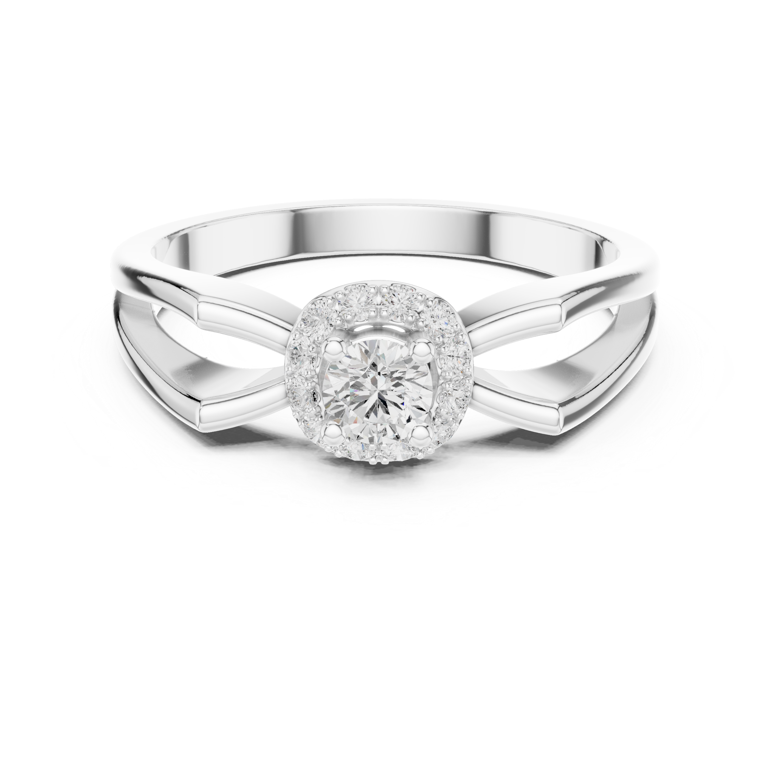 Infinity Halo Diamond Engagement Ring – Split Shank Design