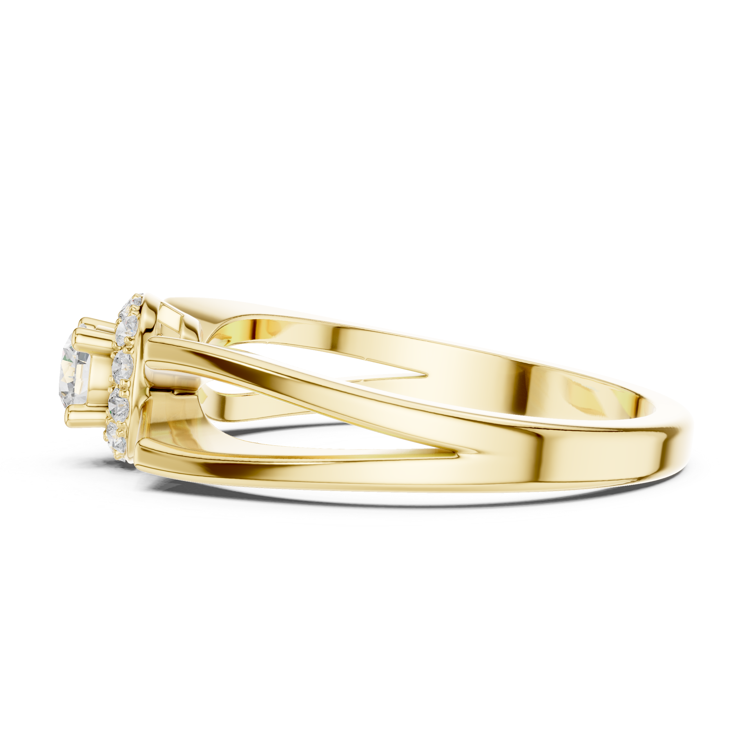 Infinity Halo Diamond Engagement Ring – Split Shank Design