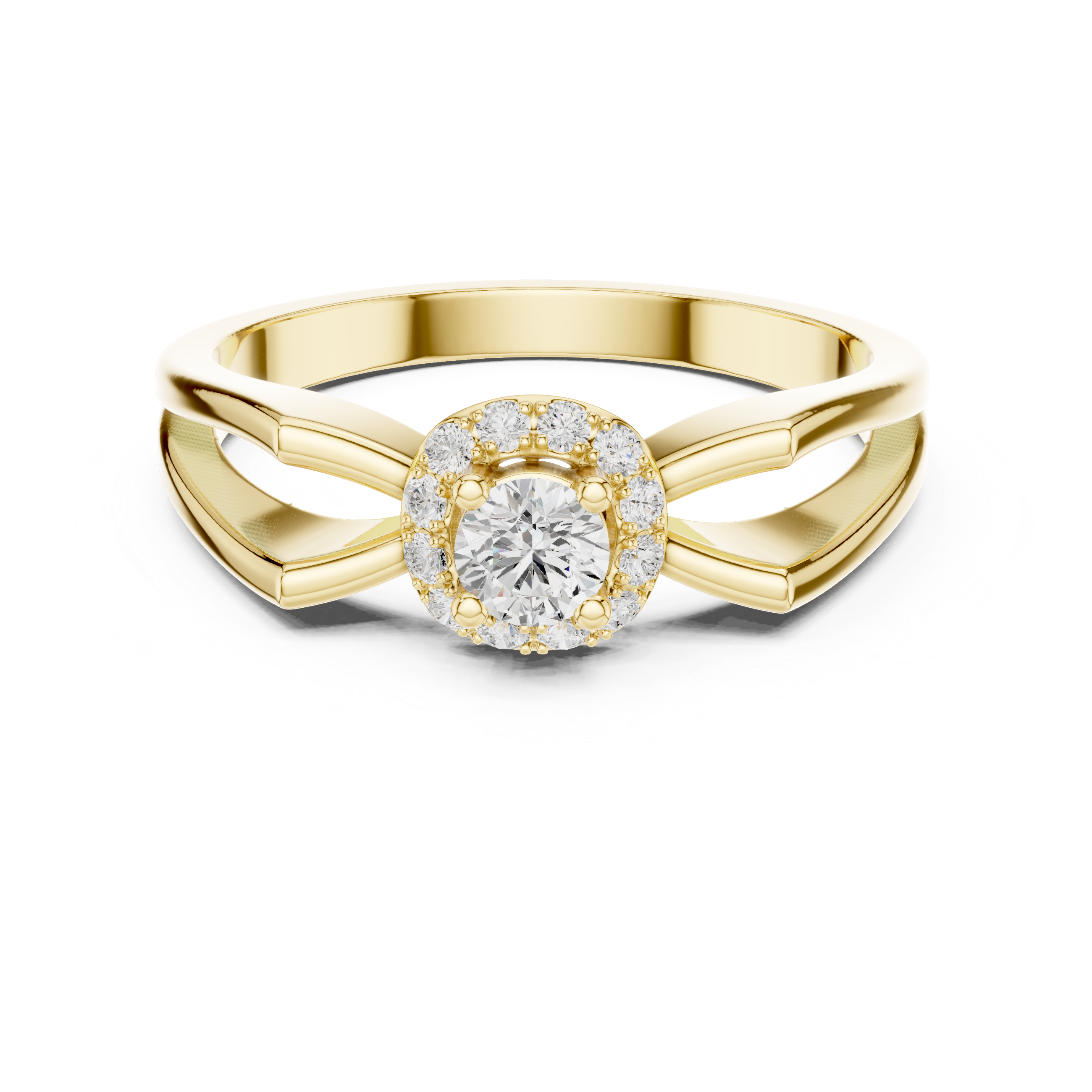 Infinity Halo Diamond Engagement Ring – Split Shank Design
