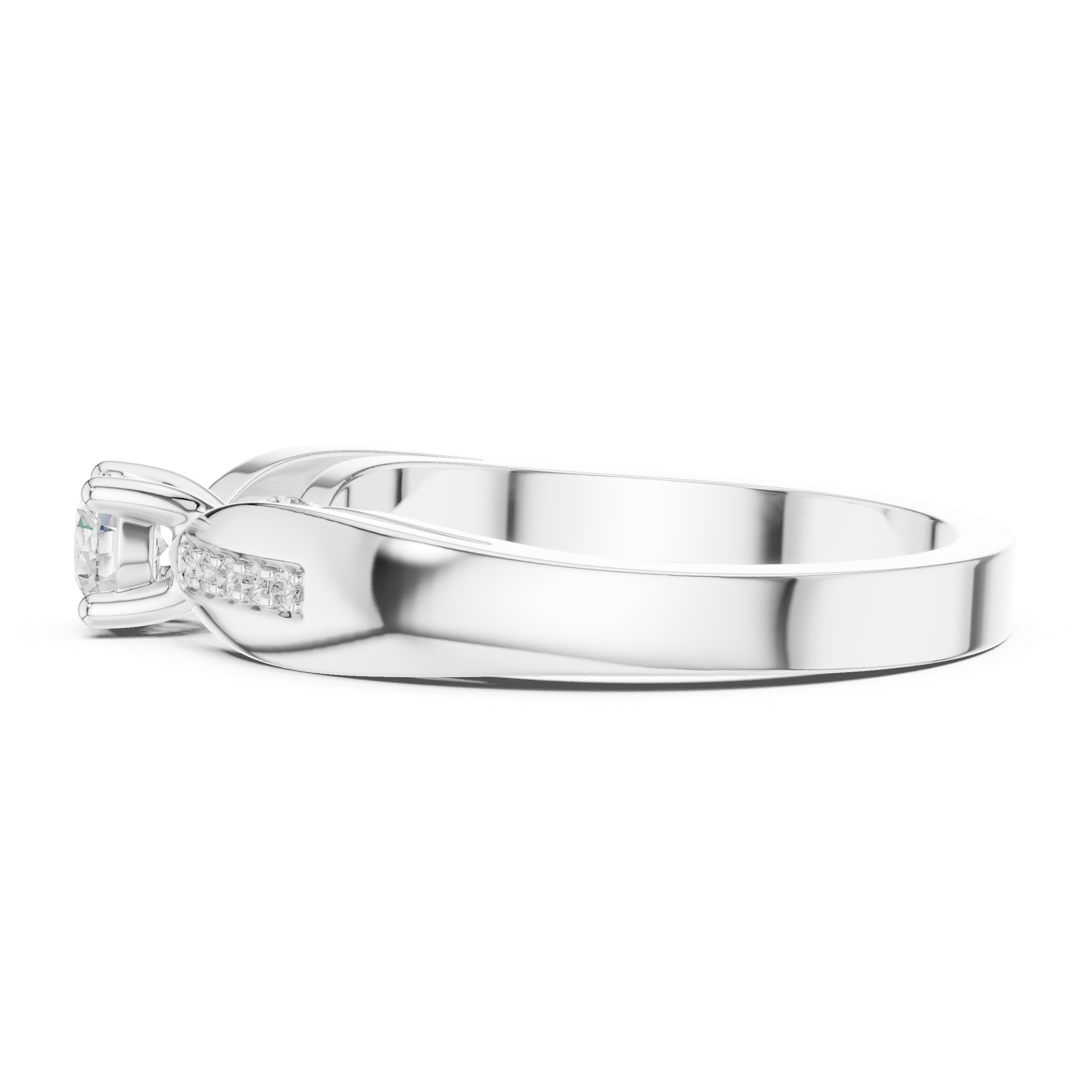 Twisted Split Shank Diamond Engagement Ring – Modern Solitaire Ring with Pavé Accents – 0.26 CT Total Weight