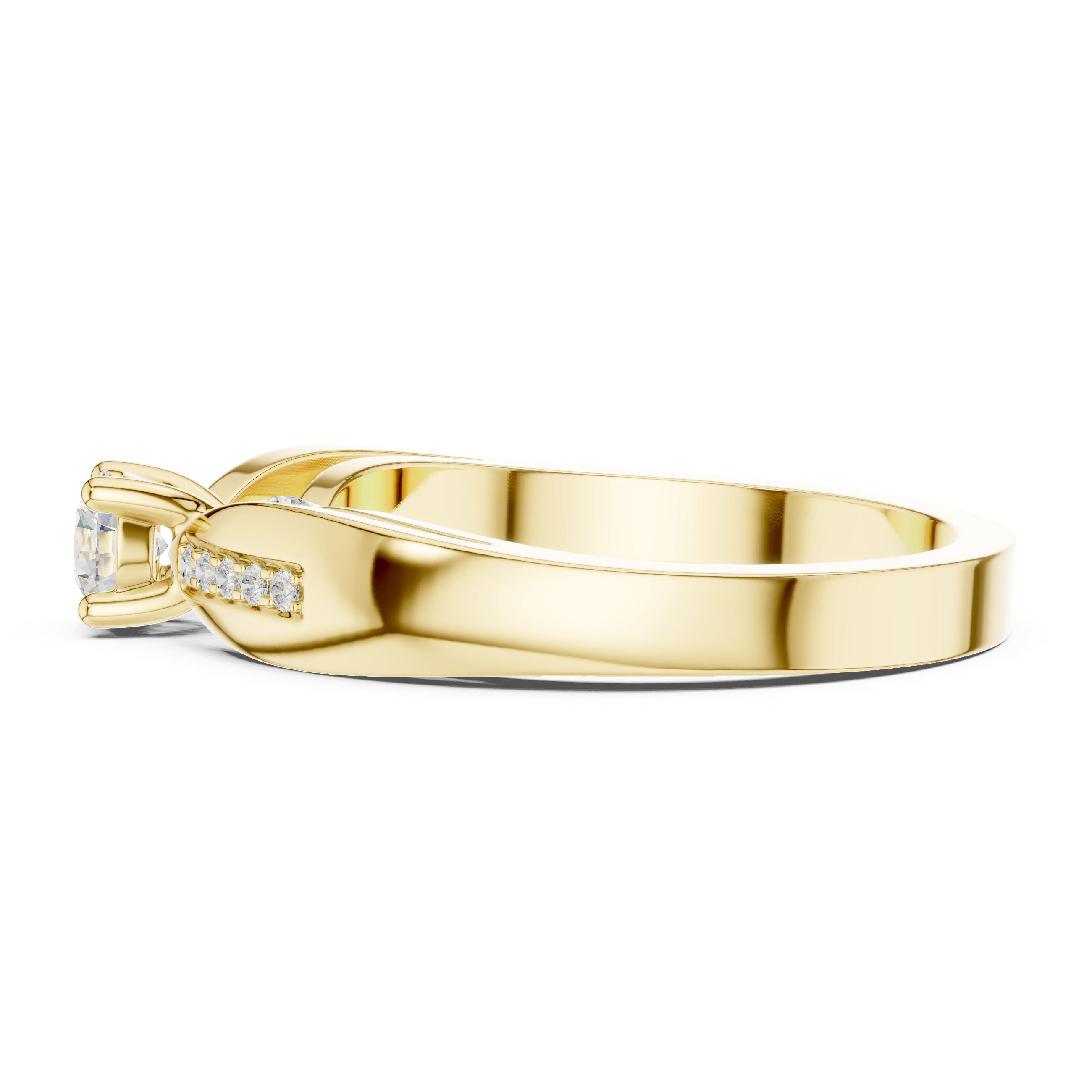 Twisted Split Shank Diamond Engagement Ring – Modern Solitaire Ring with Pavé Accents – 0.26 CT Total Weight