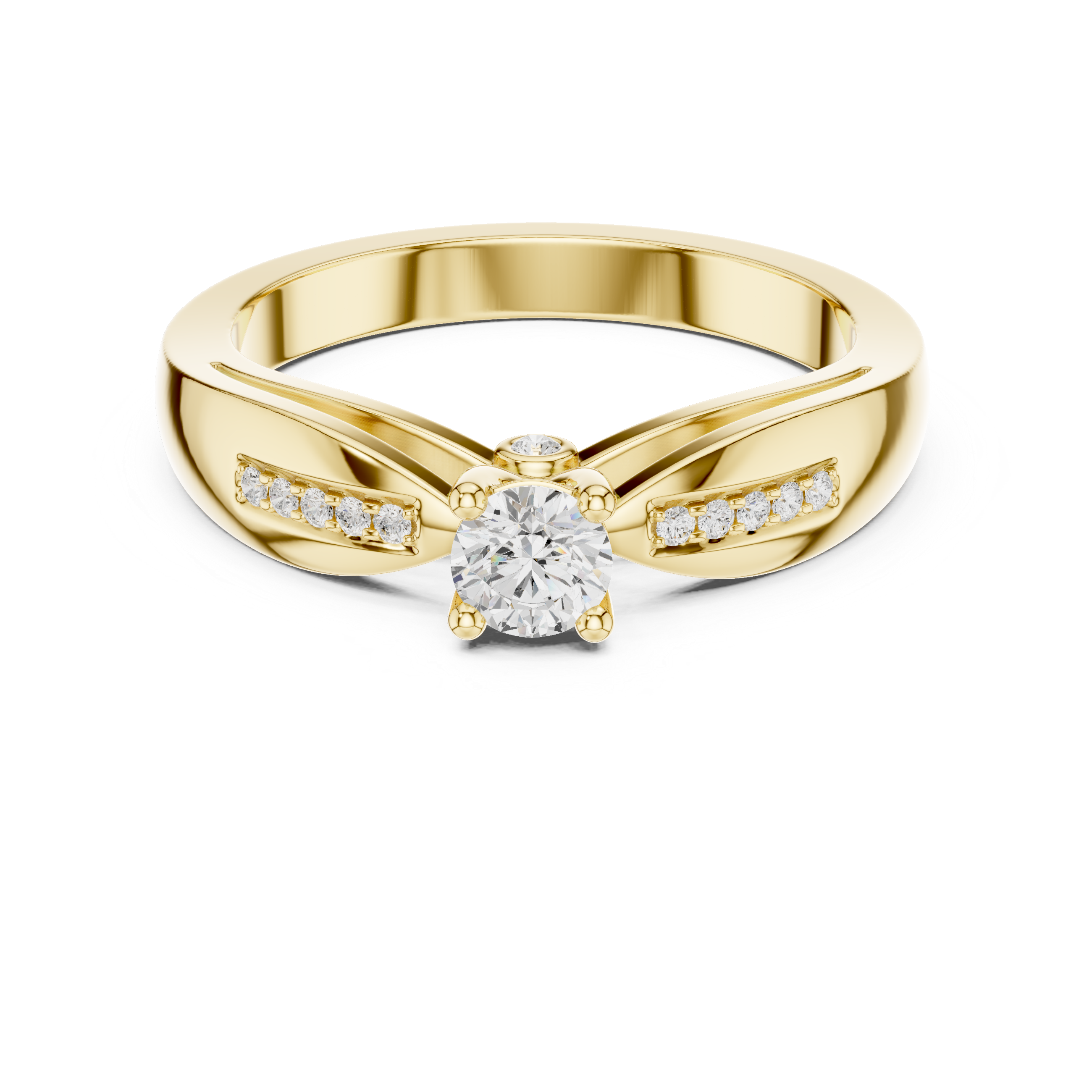 Twisted Split Shank Diamond Engagement Ring – Modern Solitaire Ring with Pavé Accents – 0.26 CT Total Weight