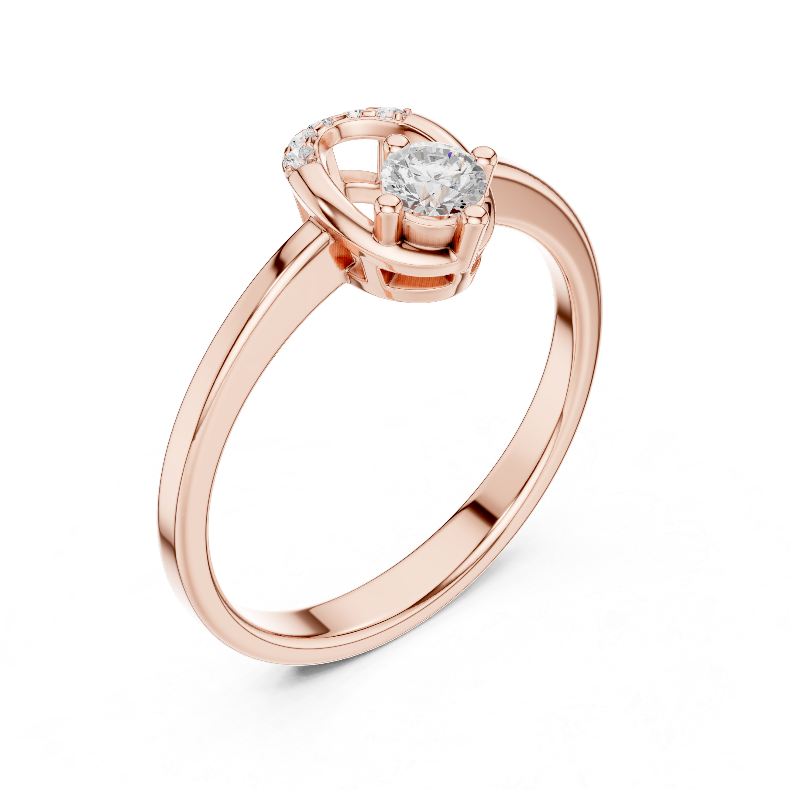Modern Oval Halo Diamond Ring – Open Frame Engagement Ring – 0.18 CT Total Weight