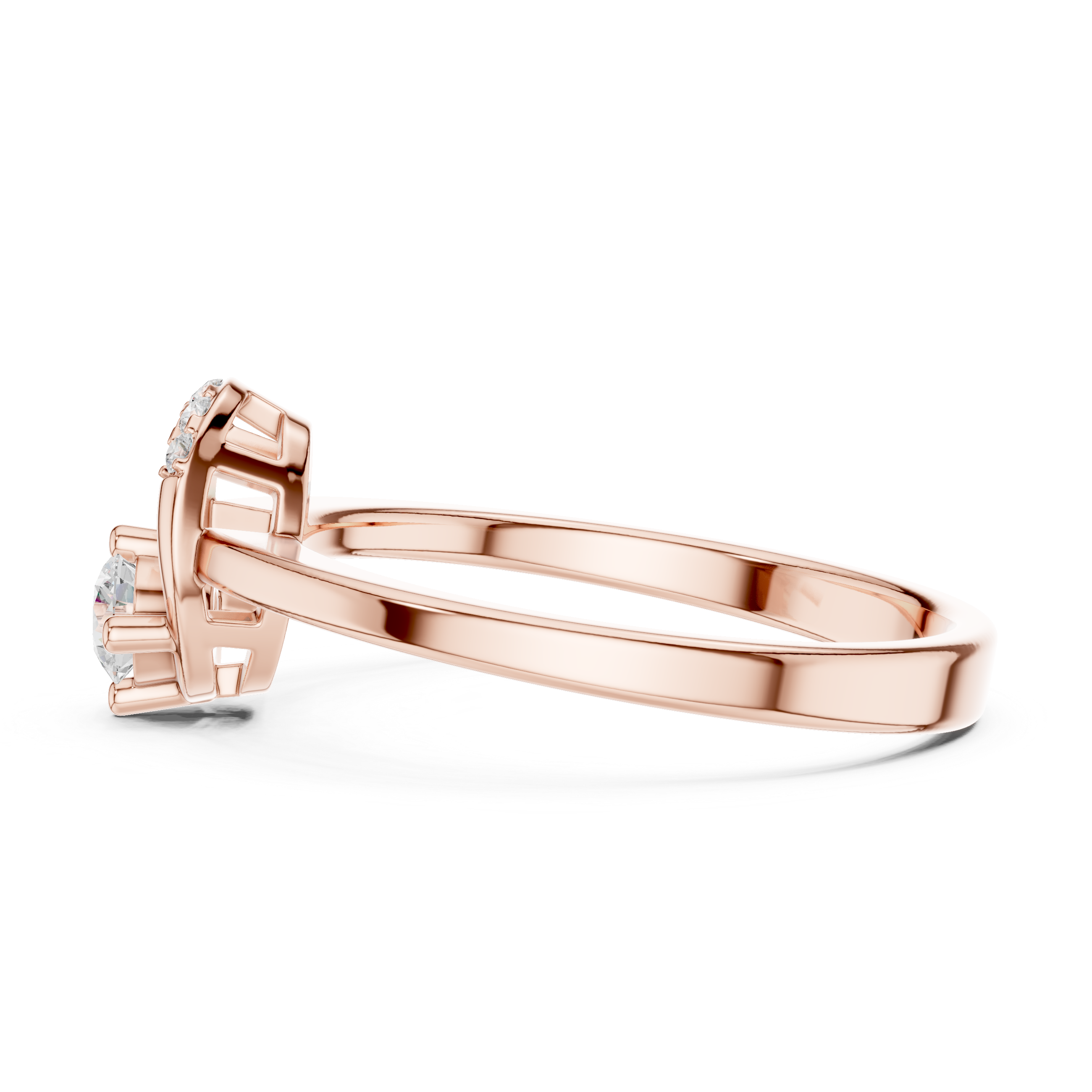Modern Oval Halo Diamond Ring – Open Frame Engagement Ring – 0.18 CT Total Weight