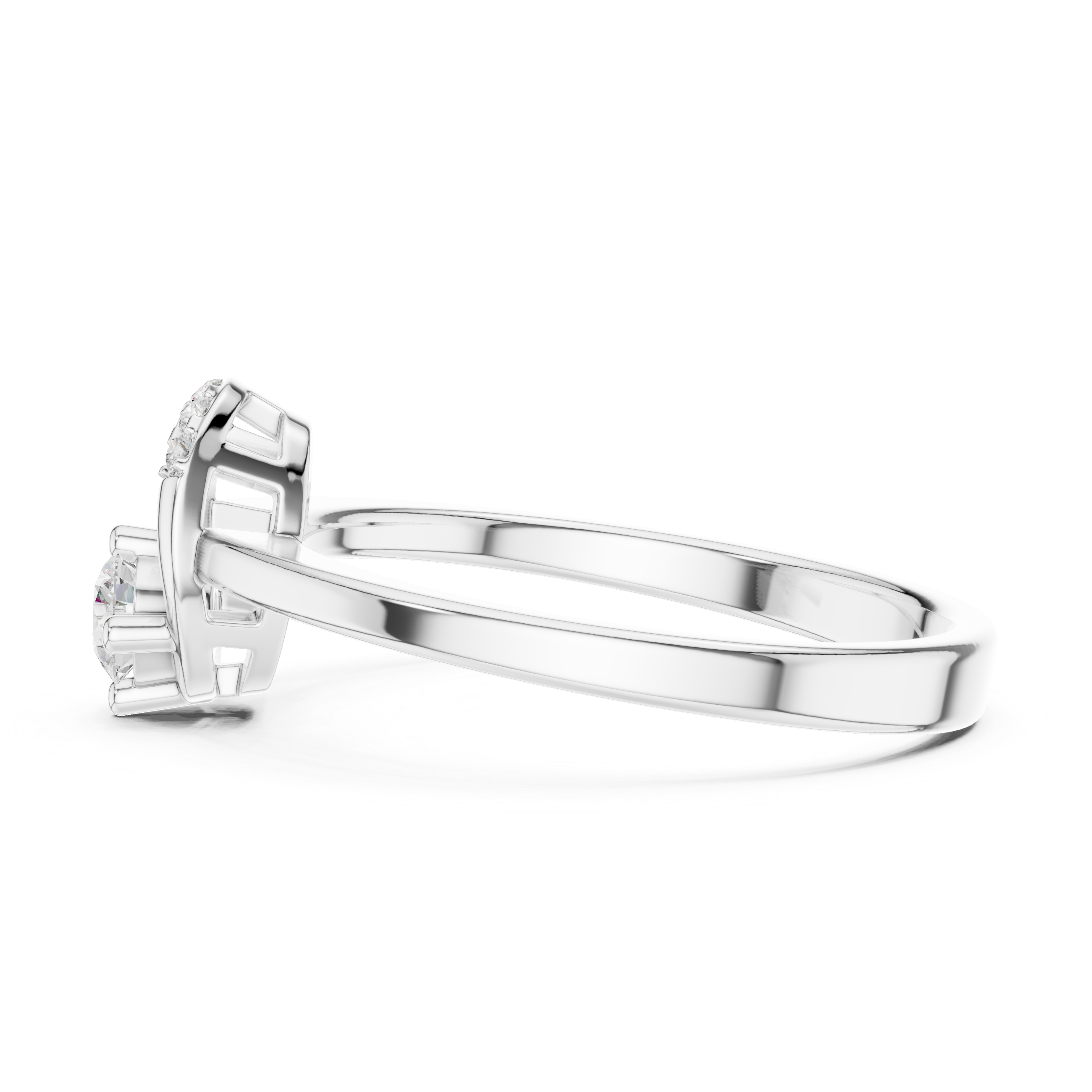 Modern Oval Halo Diamond Ring – Open Frame Engagement Ring – 0.18 CT Total Weight