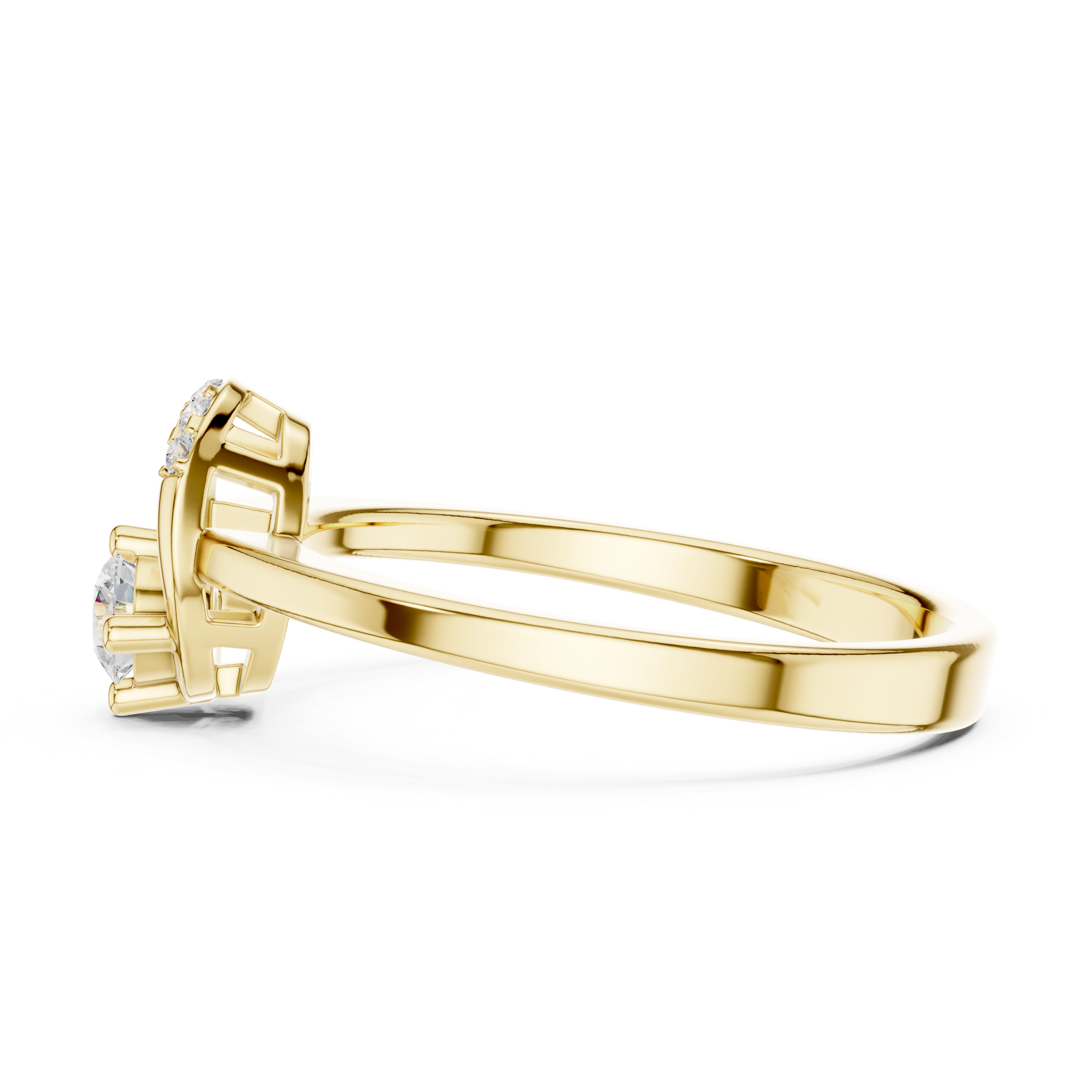 Modern Oval Halo Diamond Ring – Open Frame Engagement Ring – 0.18 CT Total Weight