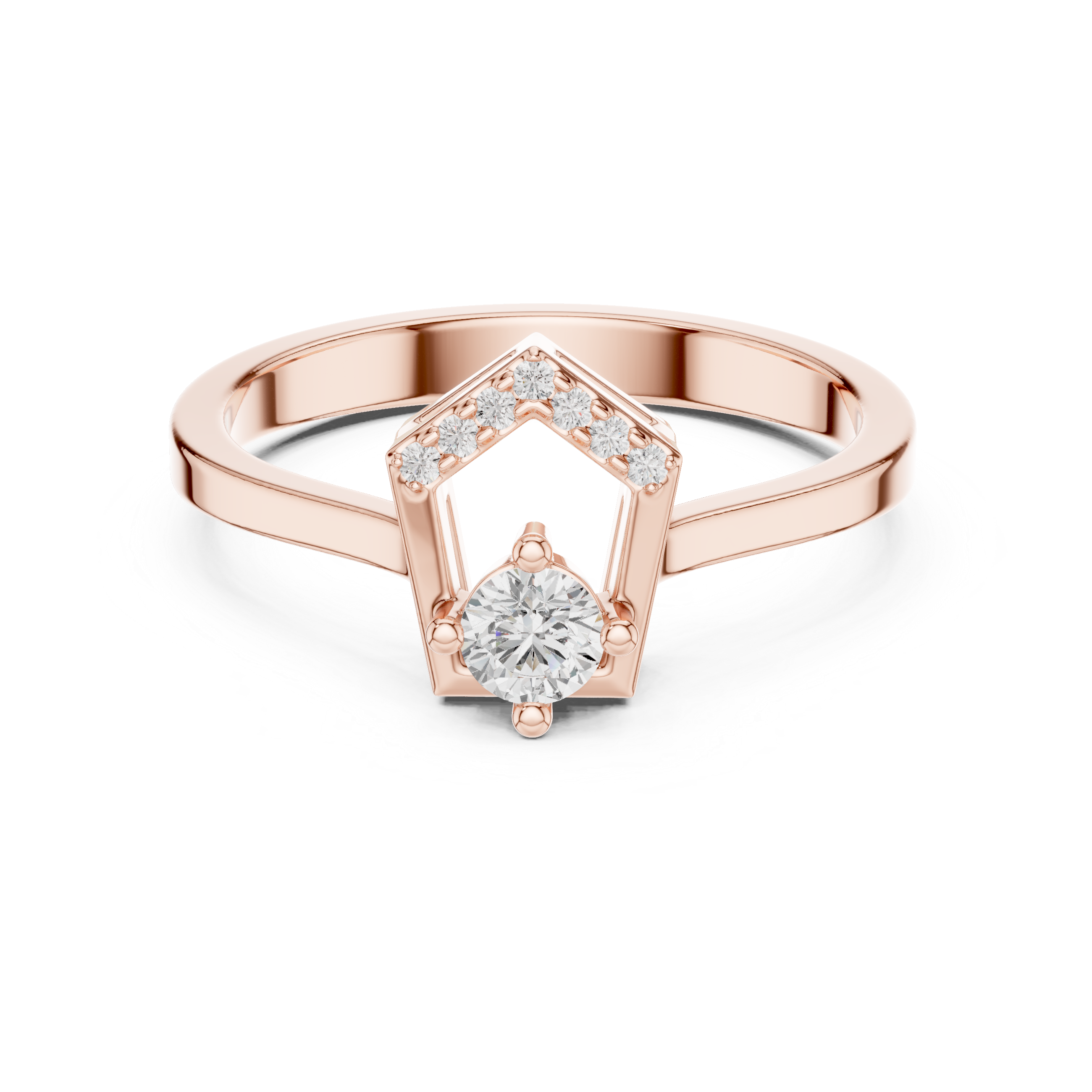 Twisted Halo Diamond Engagement Ring – Modern Swirl Solitaire Ring – 0.20 CT Total Weight  Description
