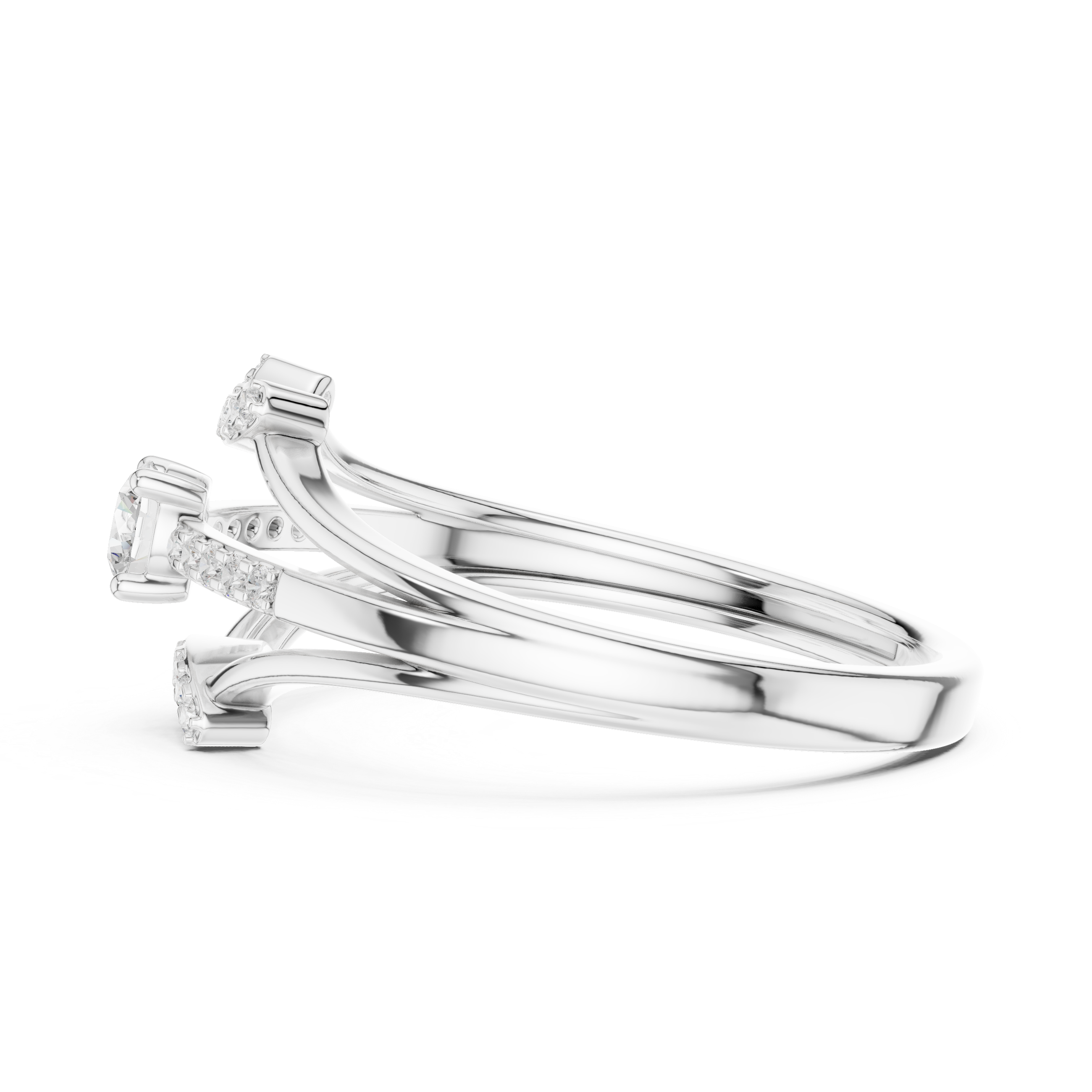 Modern Split Shank Diamond Engagement Ring – Open Chevron Halo Design – 0.27 CT Total Weight