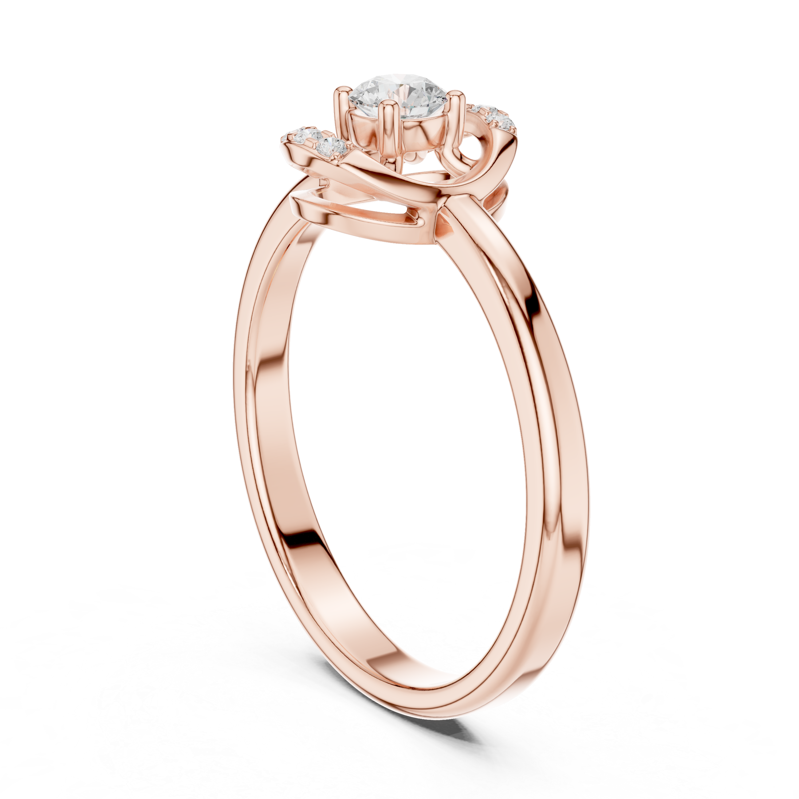 Minimalist Oval Diamond Halo Engagement Ring – Open Circle Solitaire Ring – 0.18 CT Total Weight