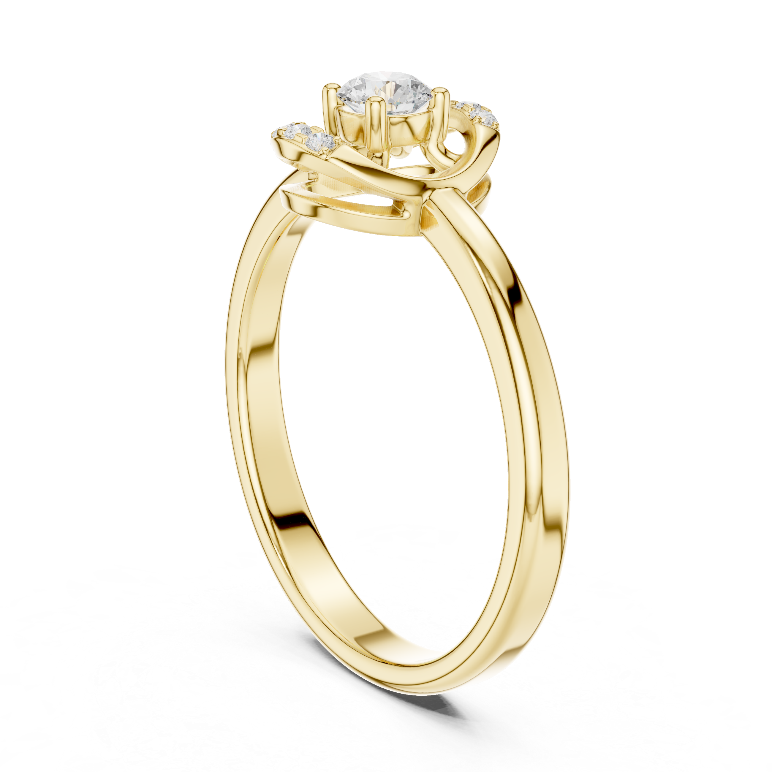 Minimalist Oval Diamond Halo Engagement Ring – Open Circle Solitaire Ring – 0.18 CT Total Weight