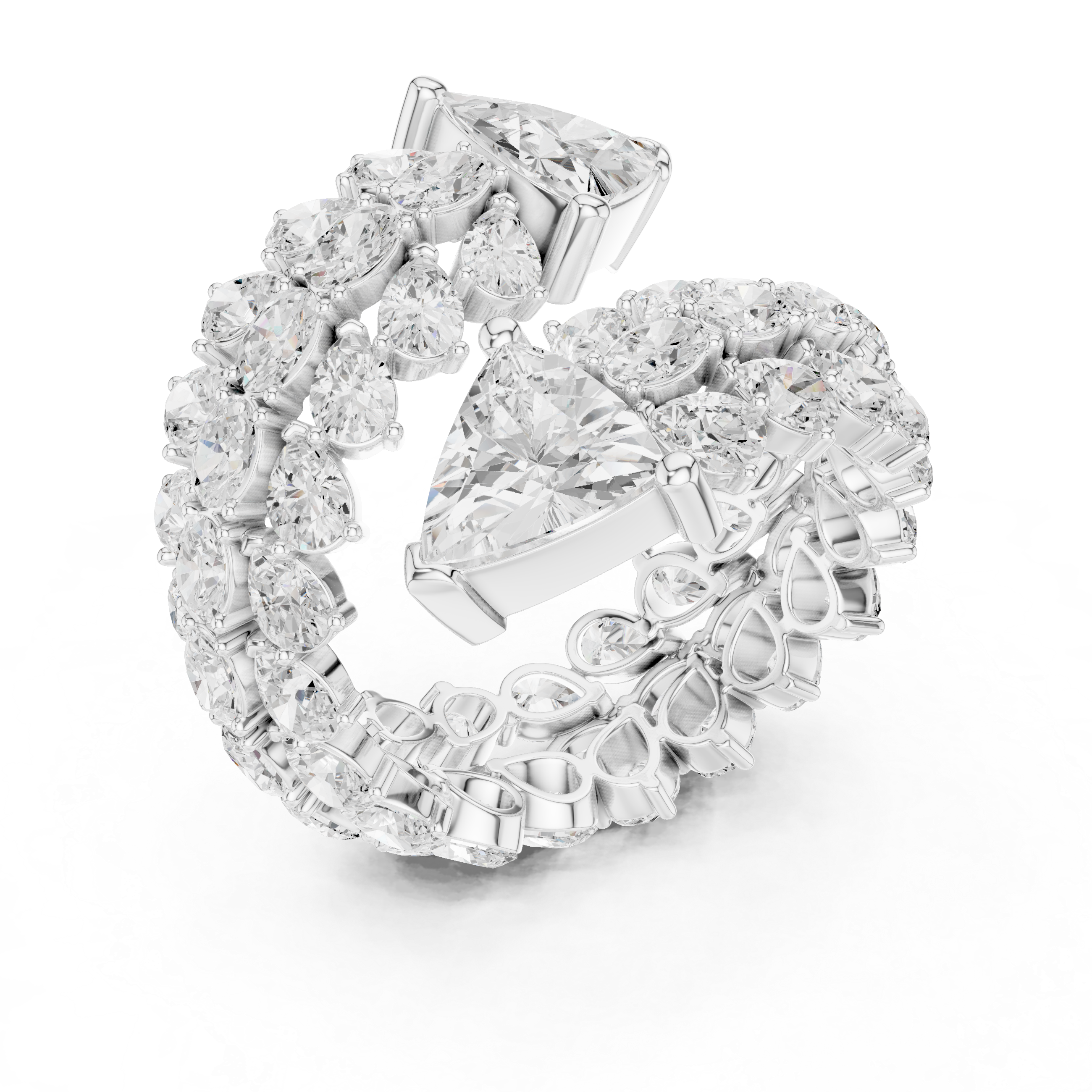 Luxury Double Trillion Diamond Cocktail Ring with Floral Marquise Cluster Design – 6.92 CT Total Weight