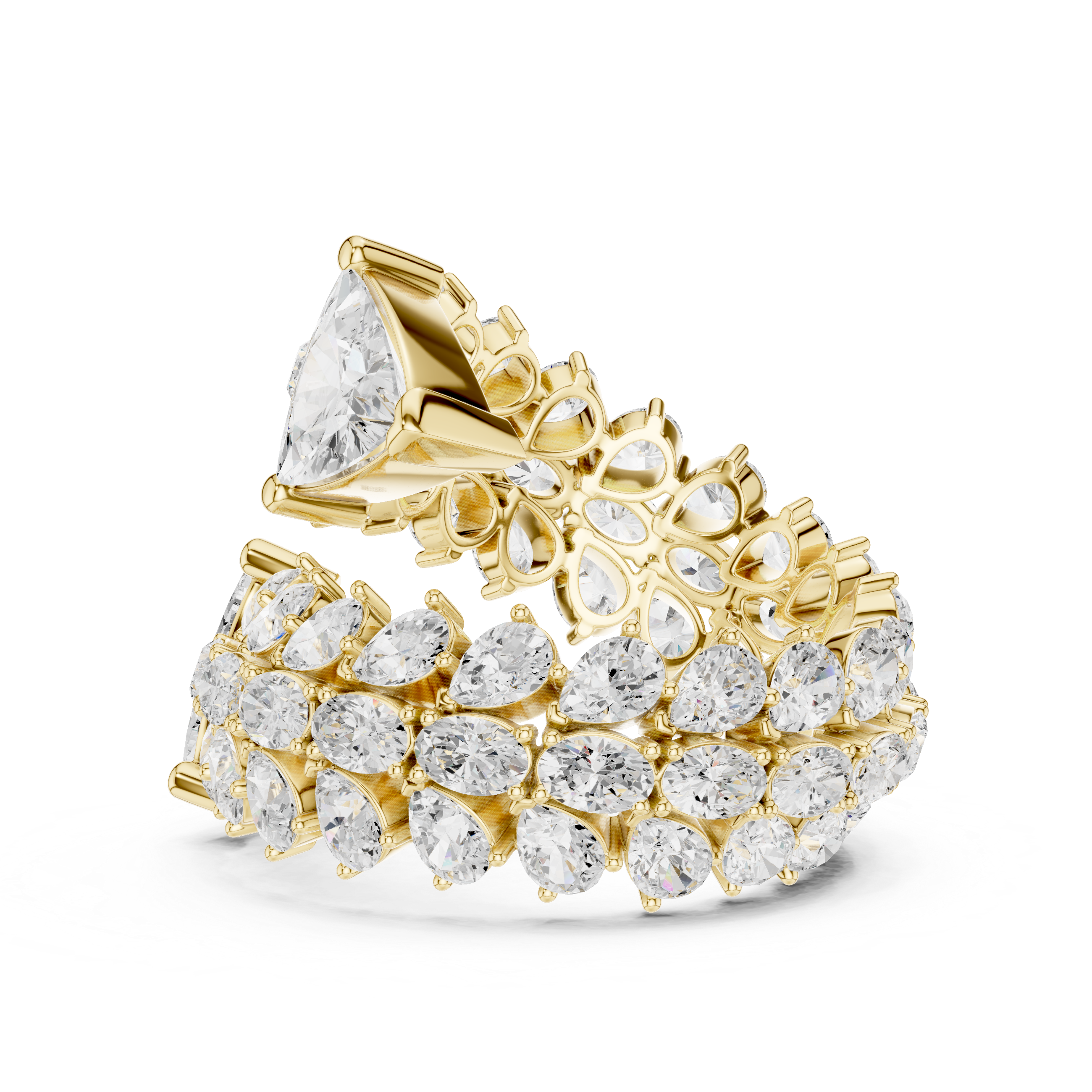 Luxury Double Trillion Diamond Cocktail Ring with Floral Marquise Cluster Design – 6.92 CT Total Weight