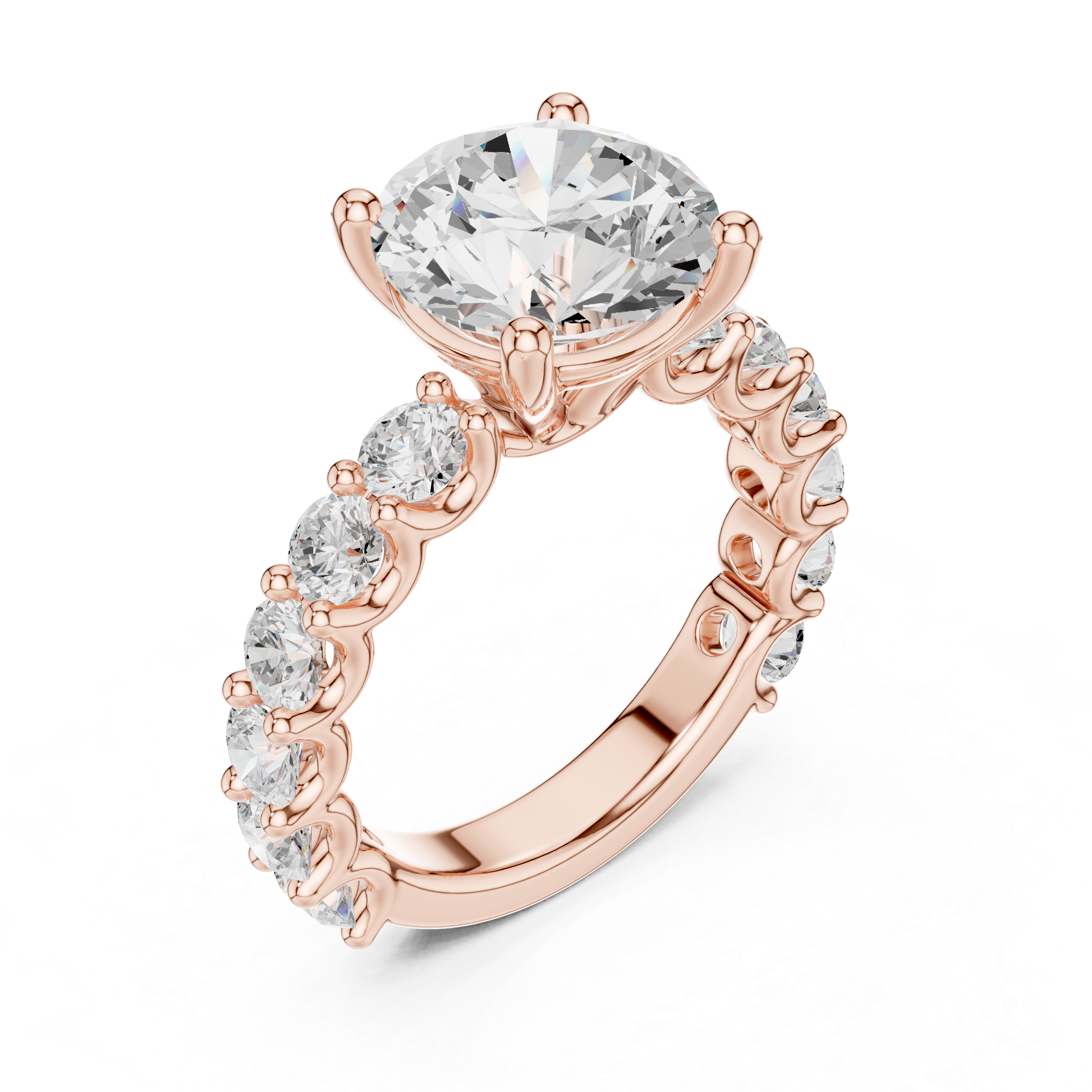 Round Brilliant Diamond Engagement Ring with Graduated Side Stones – 5.84 CT Total Weight
