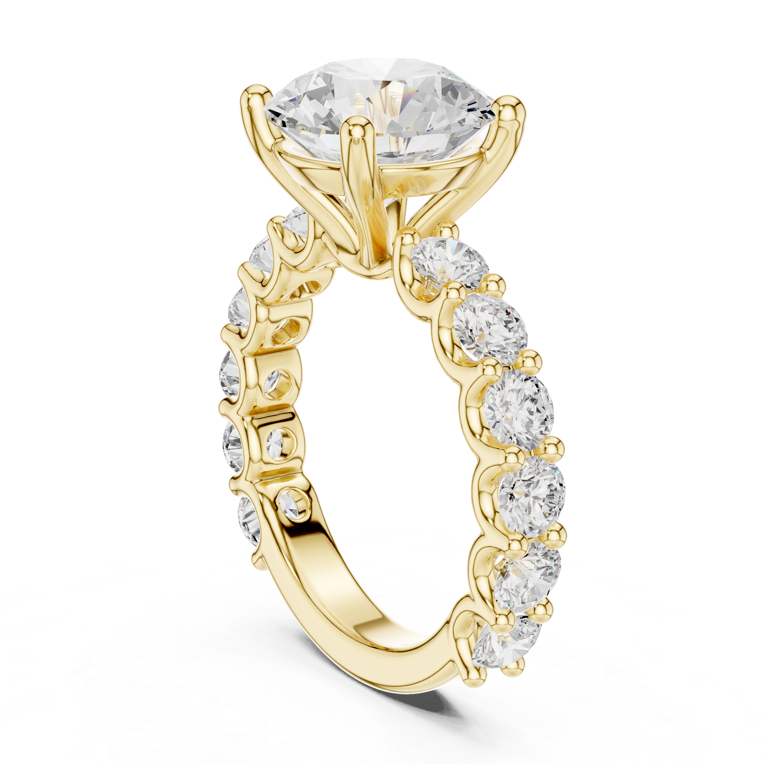 Round Brilliant Diamond Engagement Ring with Graduated Side Stones – 5.84 CT Total Weight