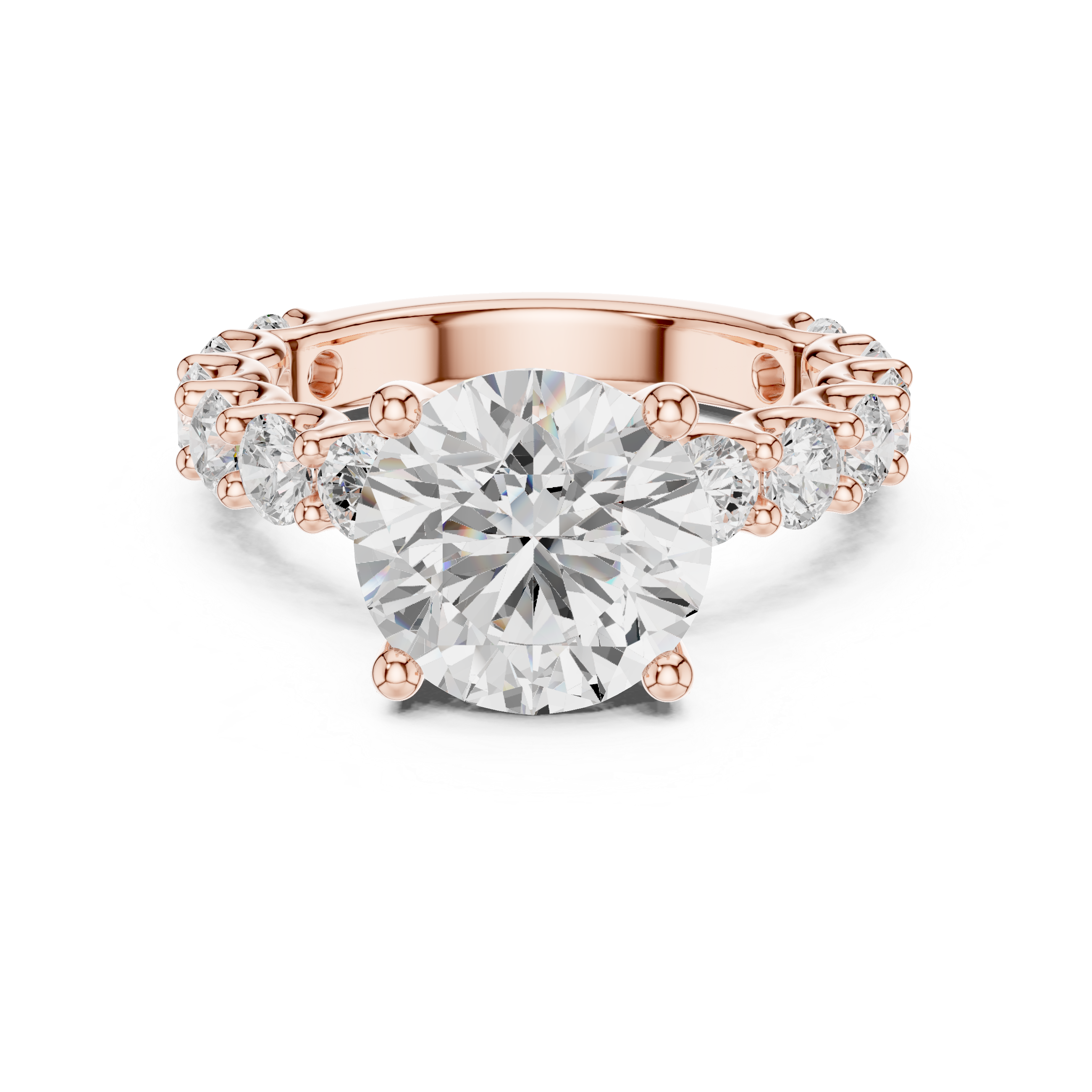 Round Brilliant Diamond Engagement Ring with Graduated Side Stones – 5.84 CT Total Weight