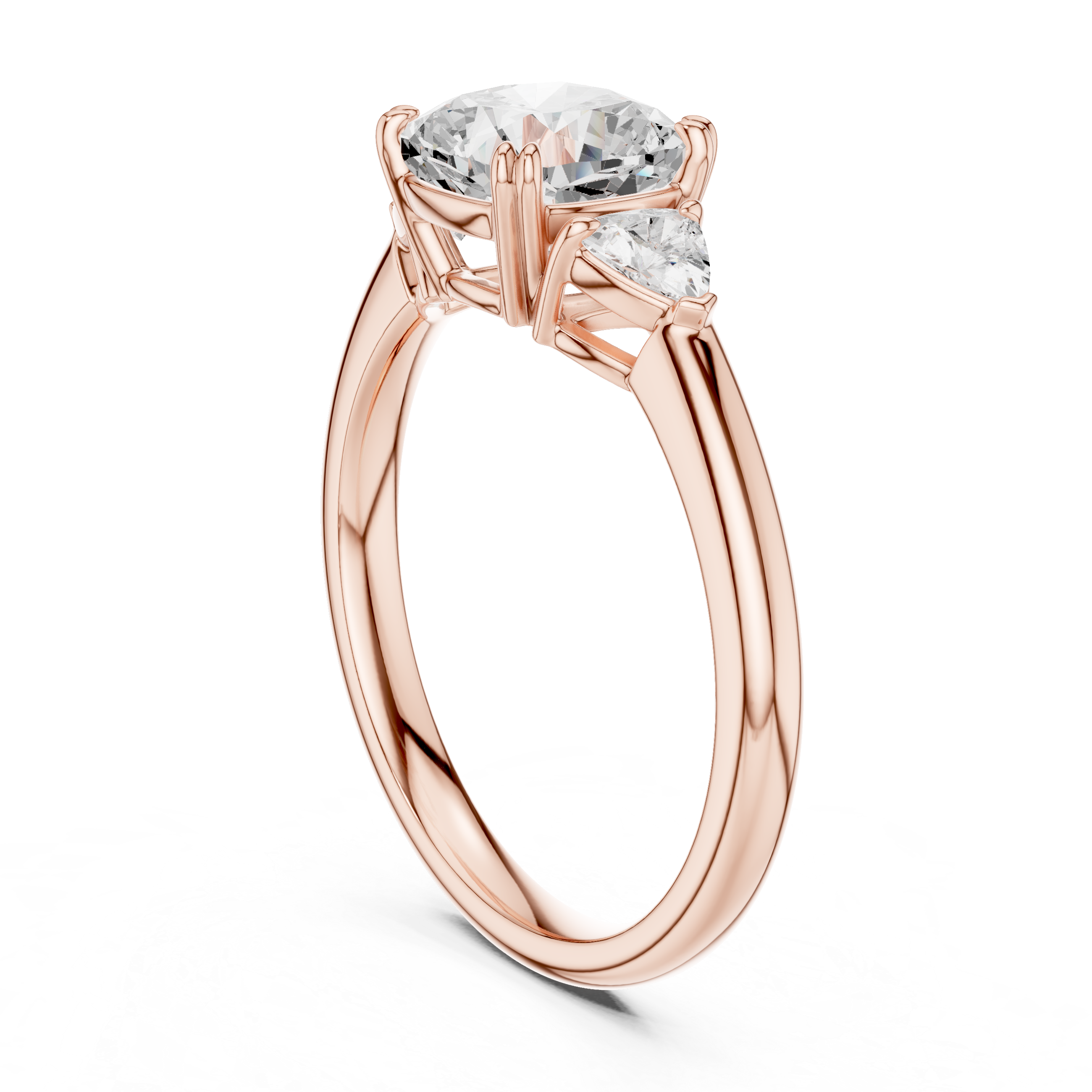 Three Stone Cushion Cut Engagement Ring with Trillion Side Diamonds – 2.40 CT Total Diamond Weight