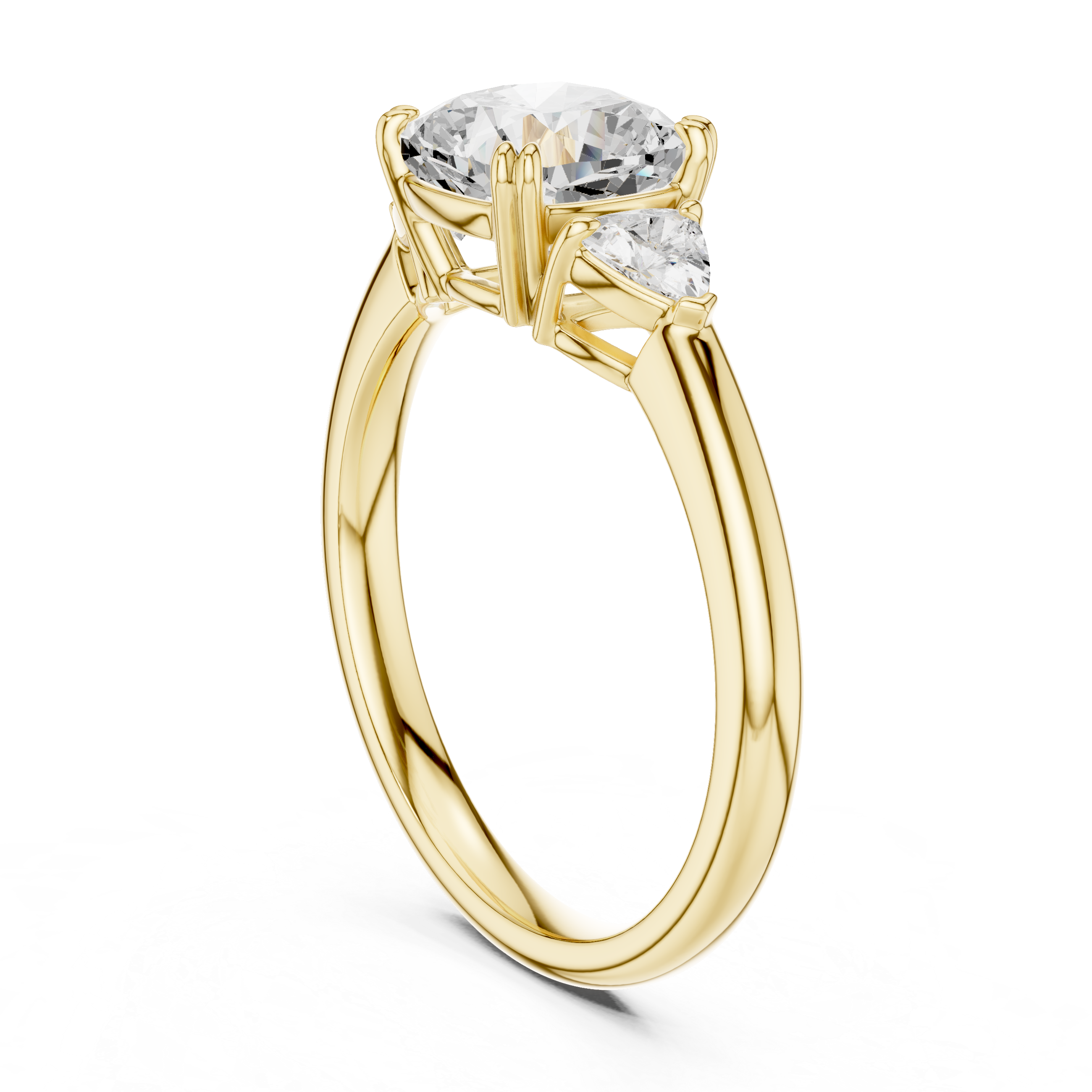 Three Stone Cushion Cut Engagement Ring with Trillion Side Diamonds – 2.40 CT Total Diamond Weight