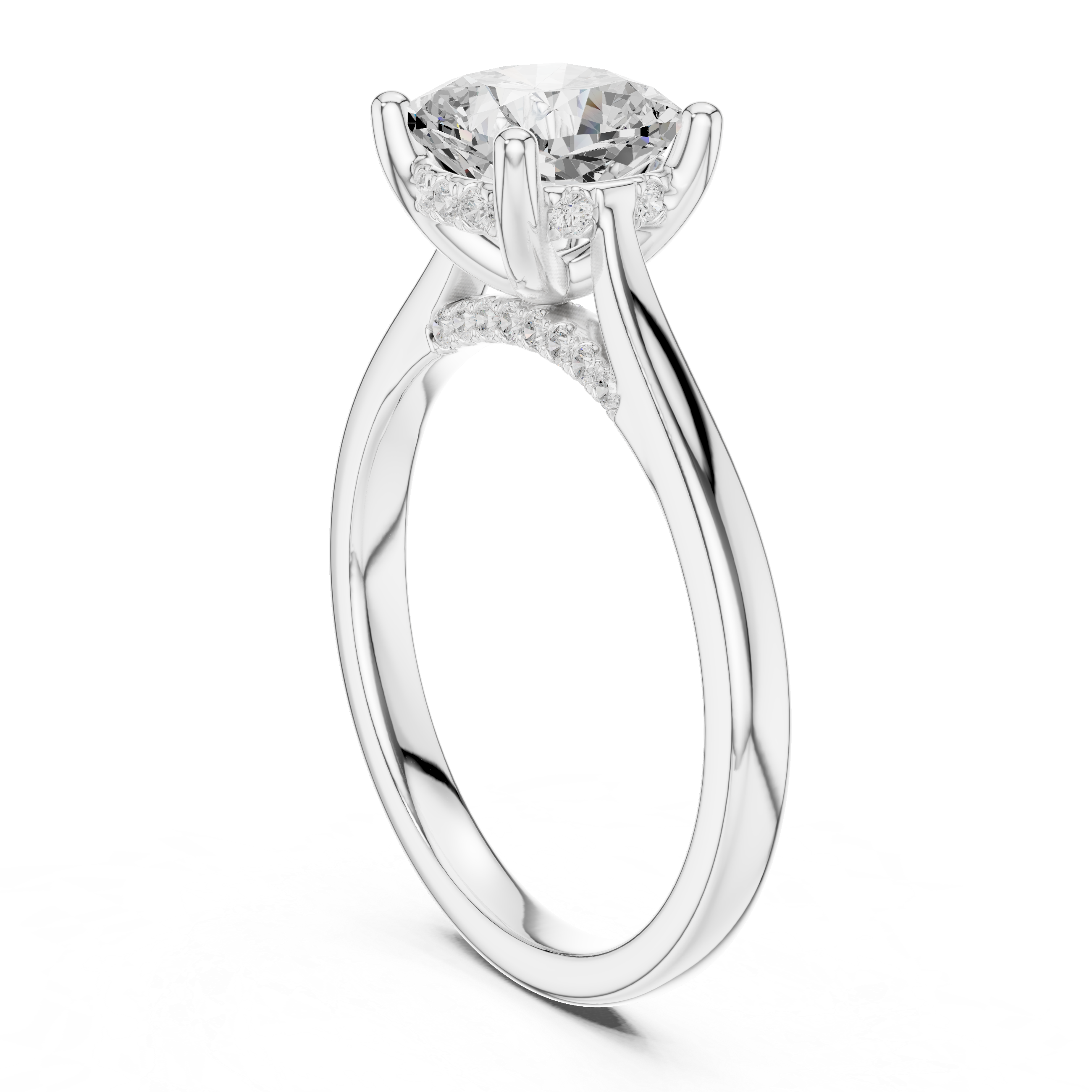 Cushion Cut Solitaire Engagement Ring with Hidden Halo – 2.15 CT Total Diamond Weight