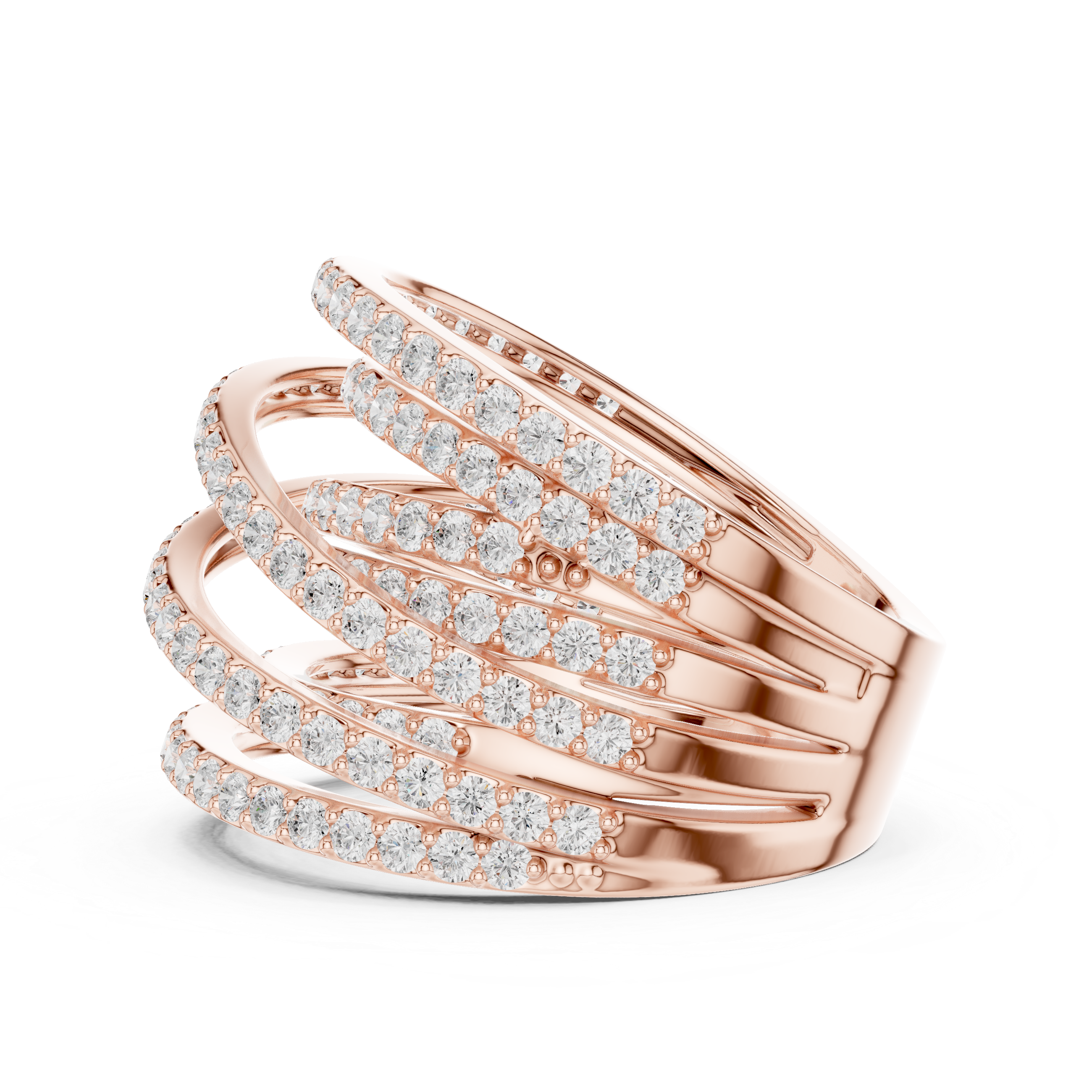 Multi-Row Diamond Wrap Ring – Crisscross Pavé Statement Band – 1.63 CT Total Diamond Weight