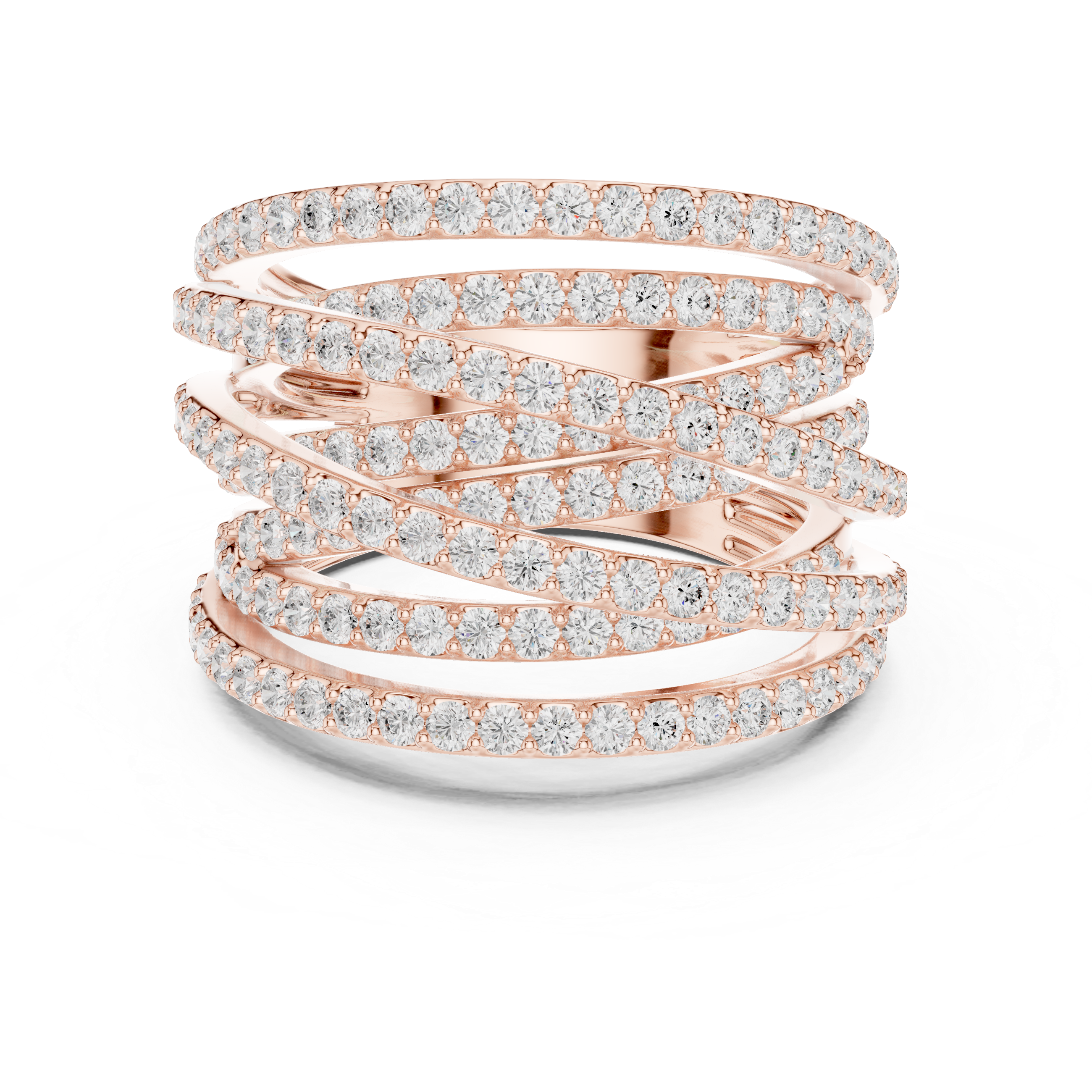 Multi-Row Diamond Wrap Ring – Crisscross Pavé Statement Band – 1.63 CT Total Diamond Weight