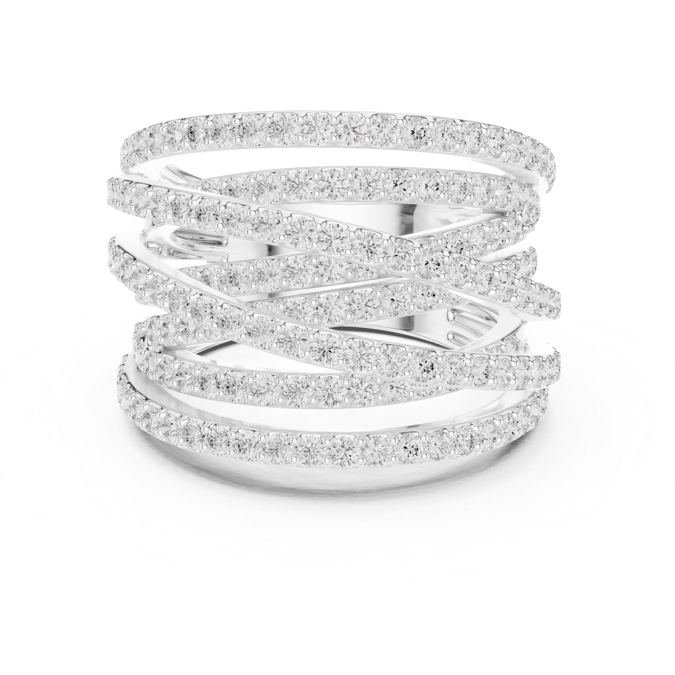 Multi-Row Diamond Wrap Ring – Crisscross Pavé Statement Band – 1.63 CT Total Diamond Weight