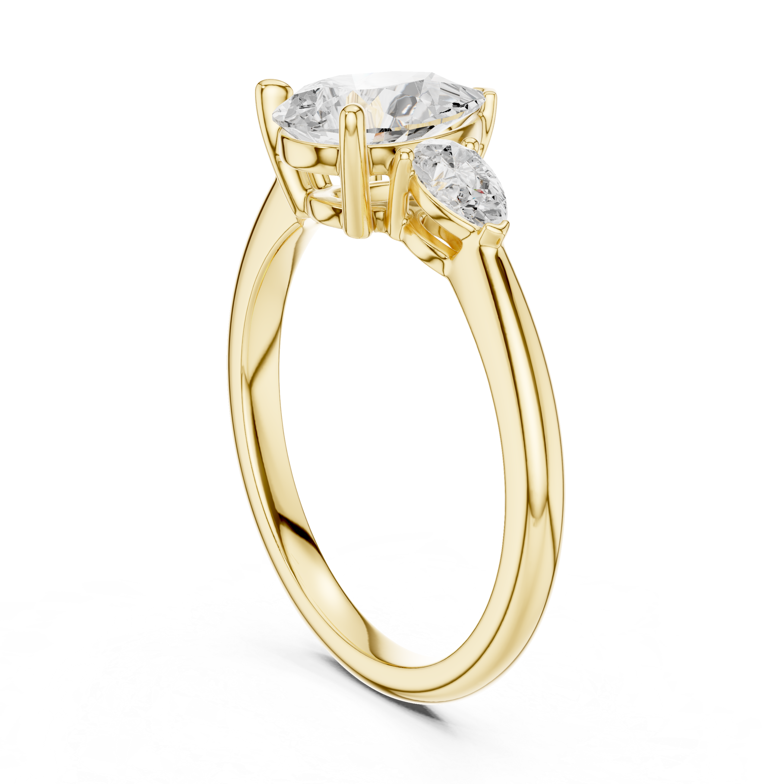 Pear Cut Three Stone Engagement Ring – 2.50 CT Total Diamond Ring