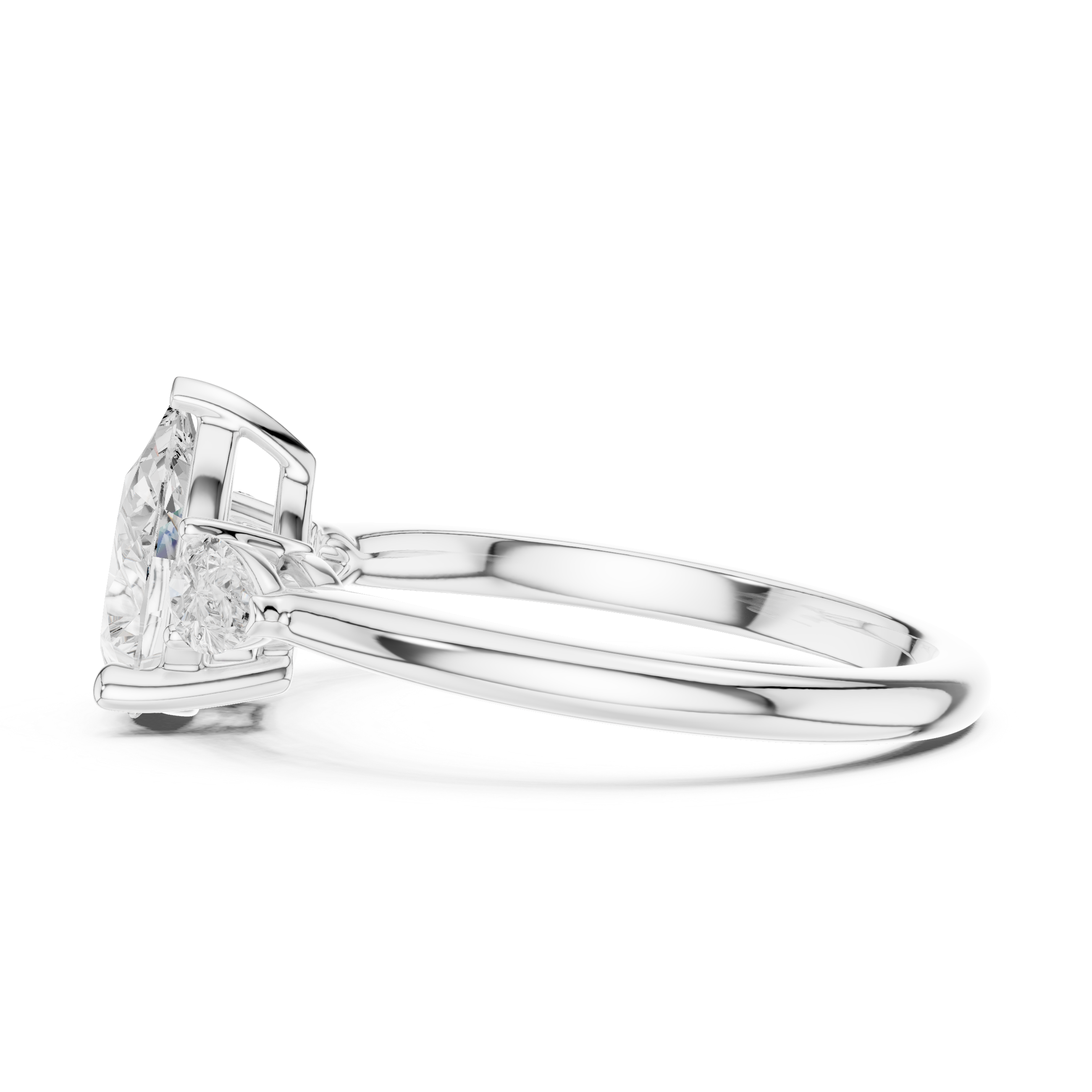 Pear Cut Three Stone Engagement Ring – 2.50 CT Total Diamond Ring