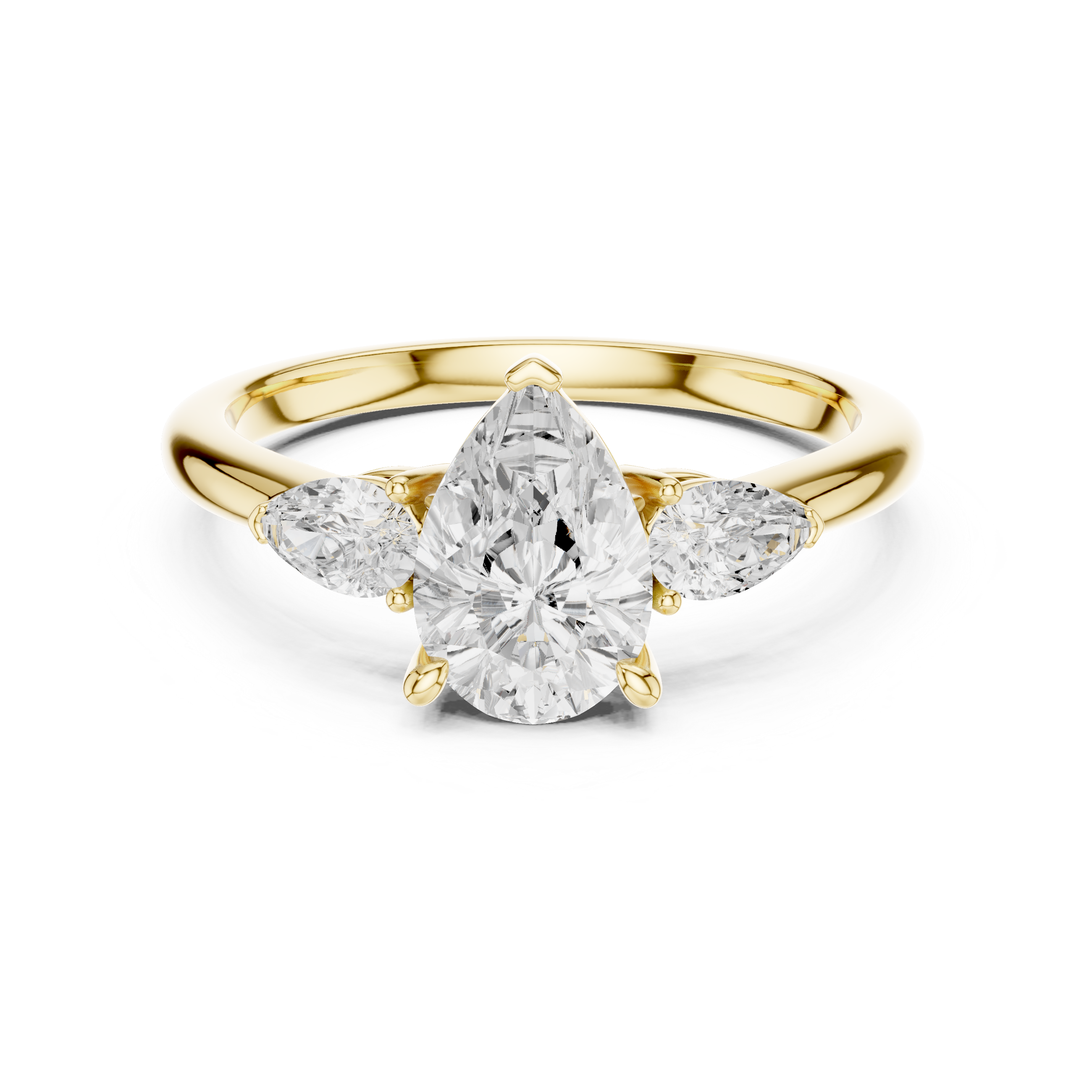 Pear Cut Three Stone Engagement Ring – 2.50 CT Total Diamond Ring