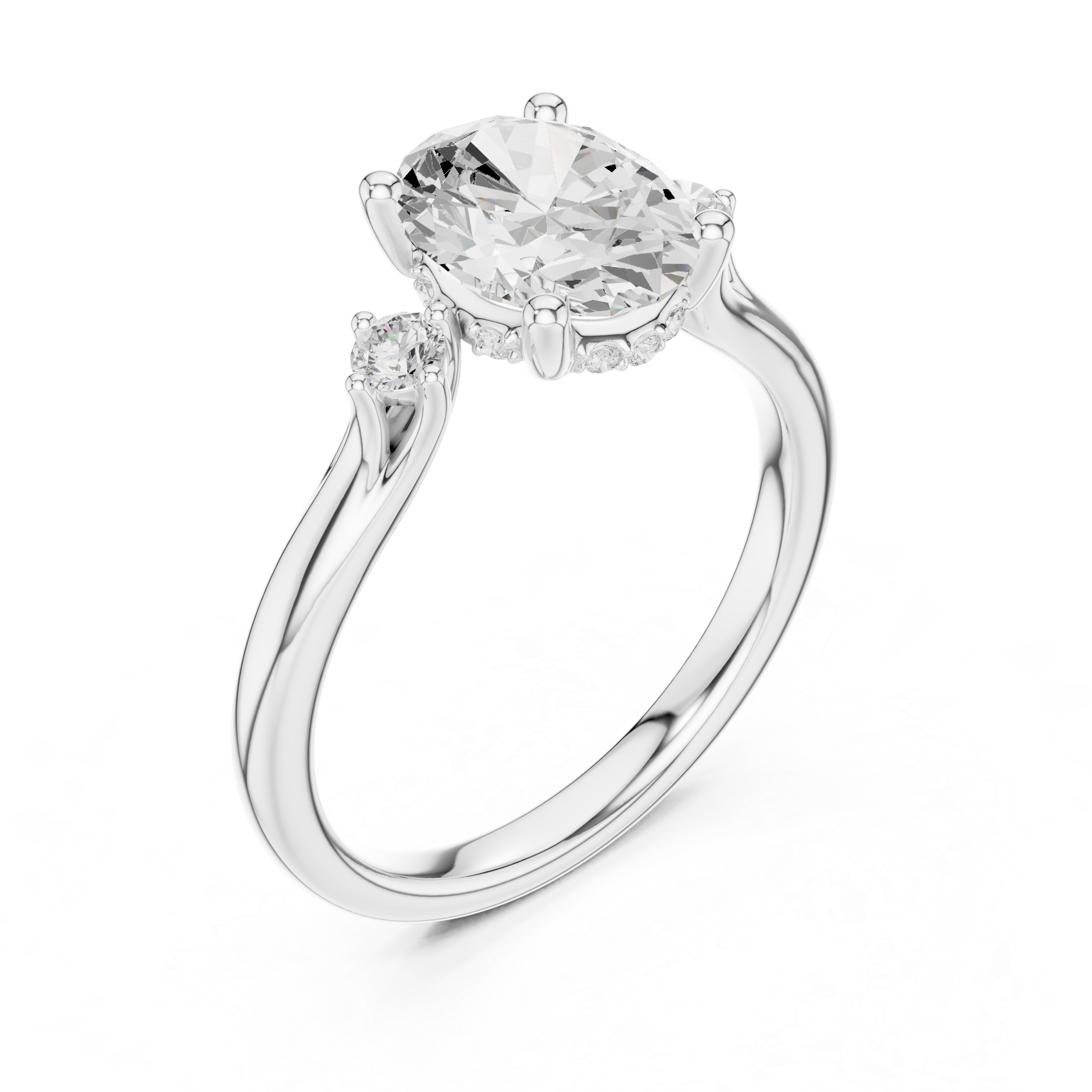 Oval Cut Three Stone Engagement Ring – 2.16 CT Total Diamond Ring