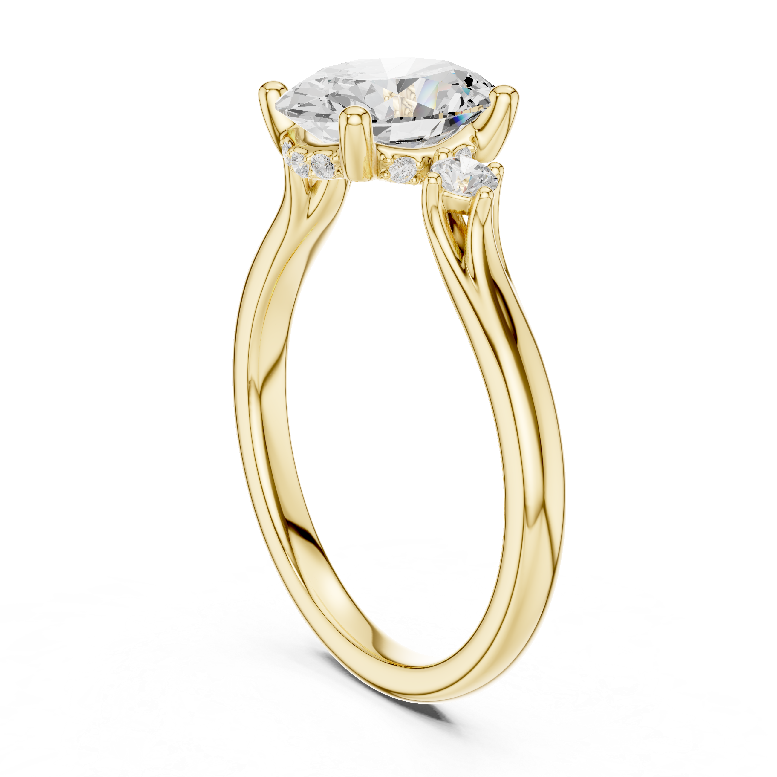 Oval Cut Three Stone Engagement Ring – 2.16 CT Total Diamond Ring