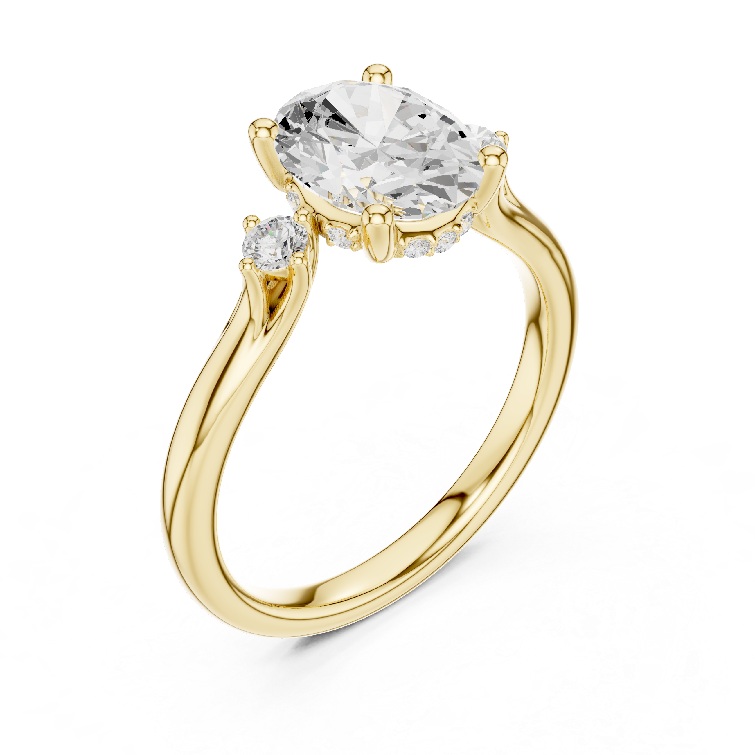 Oval Cut Three Stone Engagement Ring – 2.16 CT Total Diamond Ring