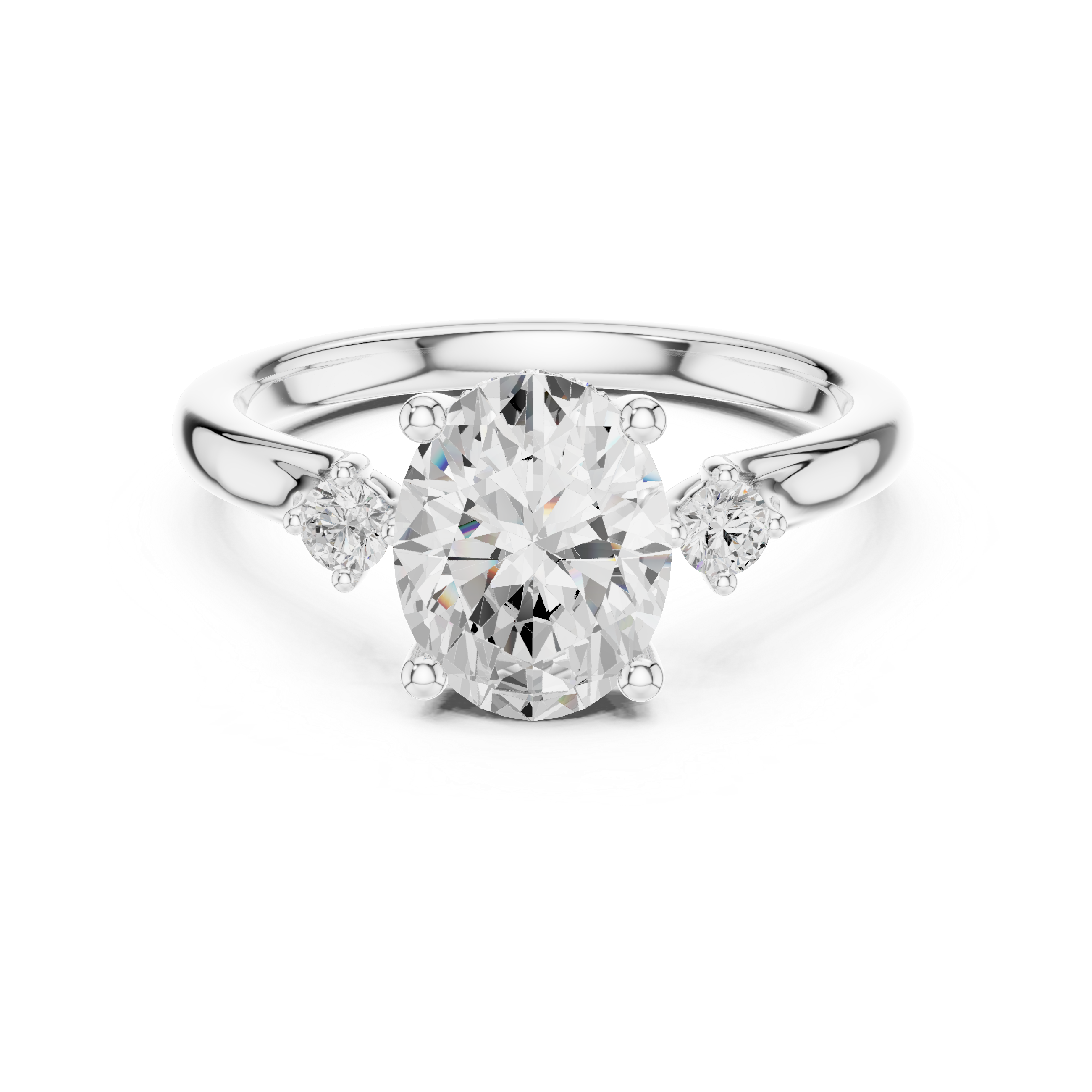 Oval Cut Three Stone Engagement Ring – 2.16 CT Total Diamond Ring