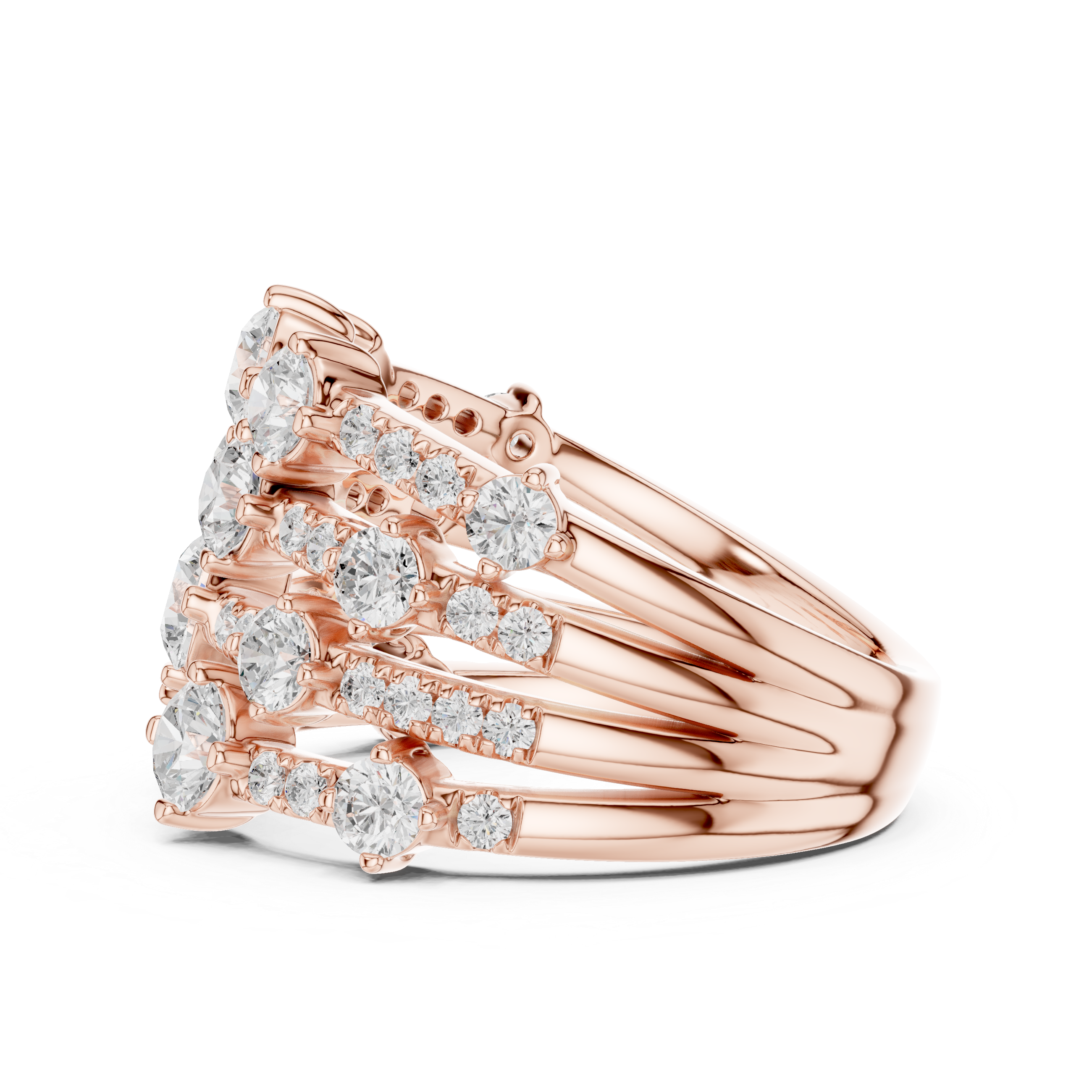 Multi-Row Diamond Statement Ring – 1.97 CT Total Diamond Wide Band Ring