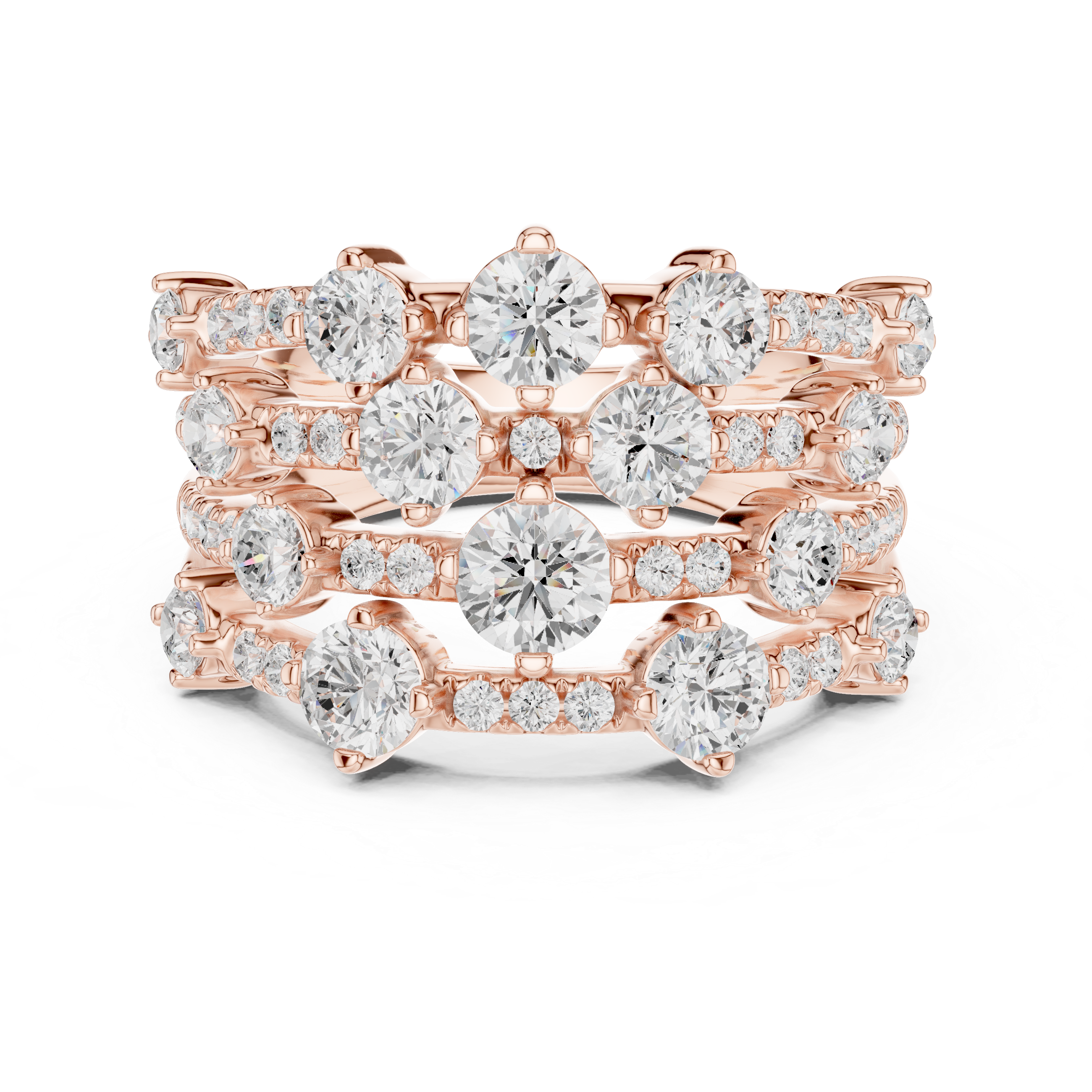 Multi-Row Diamond Statement Ring – 1.97 CT Total Diamond Wide Band Ring