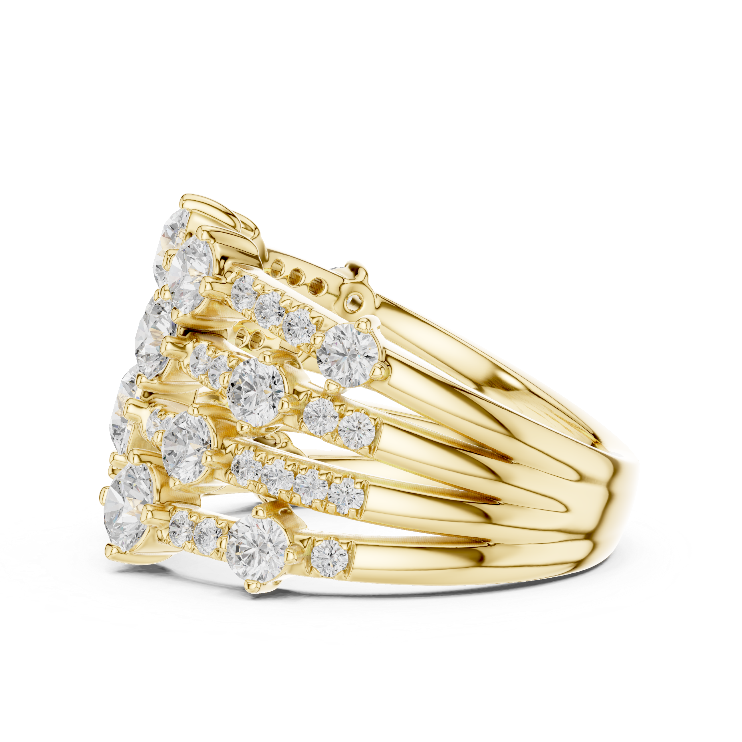 Multi-Row Diamond Statement Ring – 1.97 CT Total Diamond Wide Band Ring