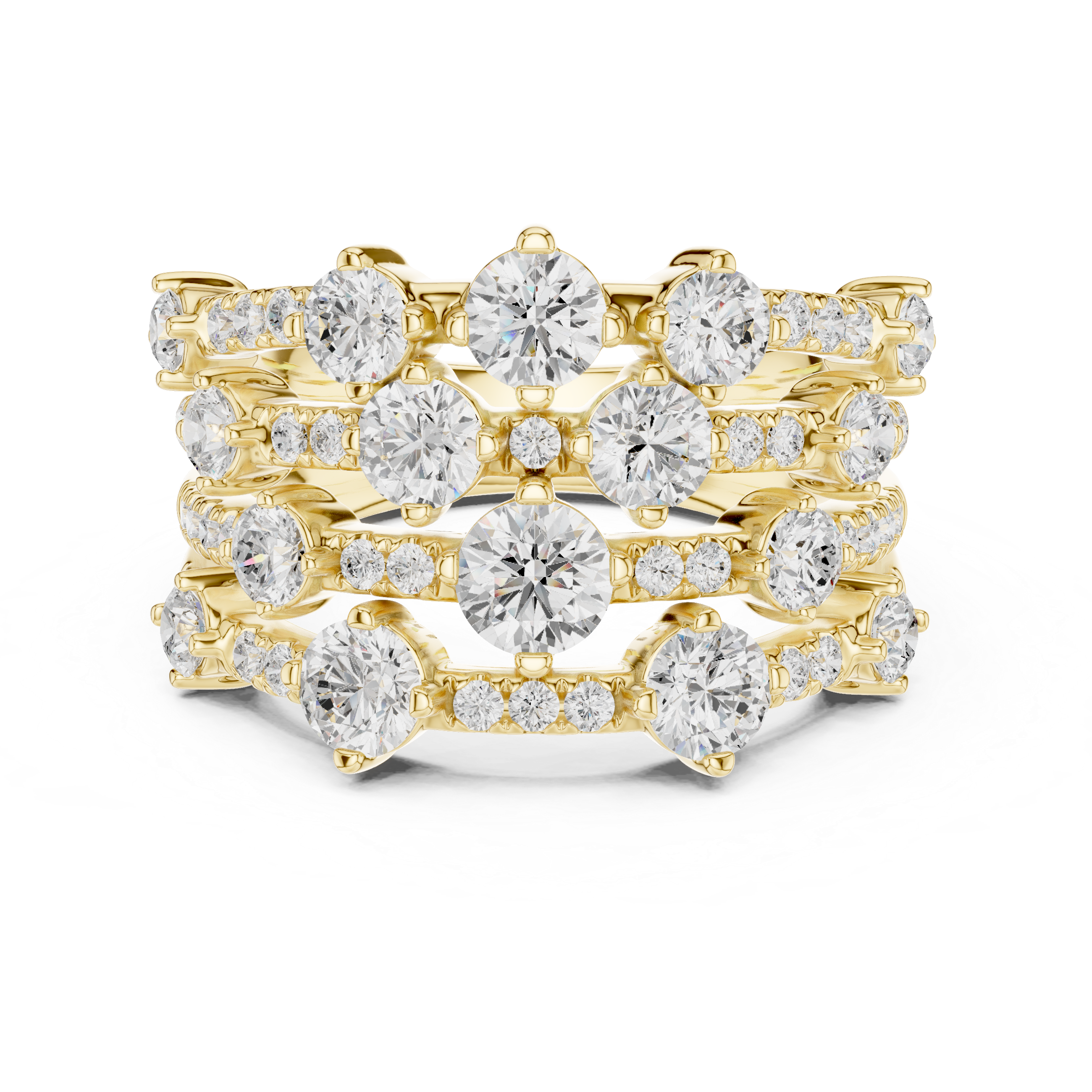 Multi-Row Diamond Statement Ring – 1.97 CT Total Diamond Wide Band Ring