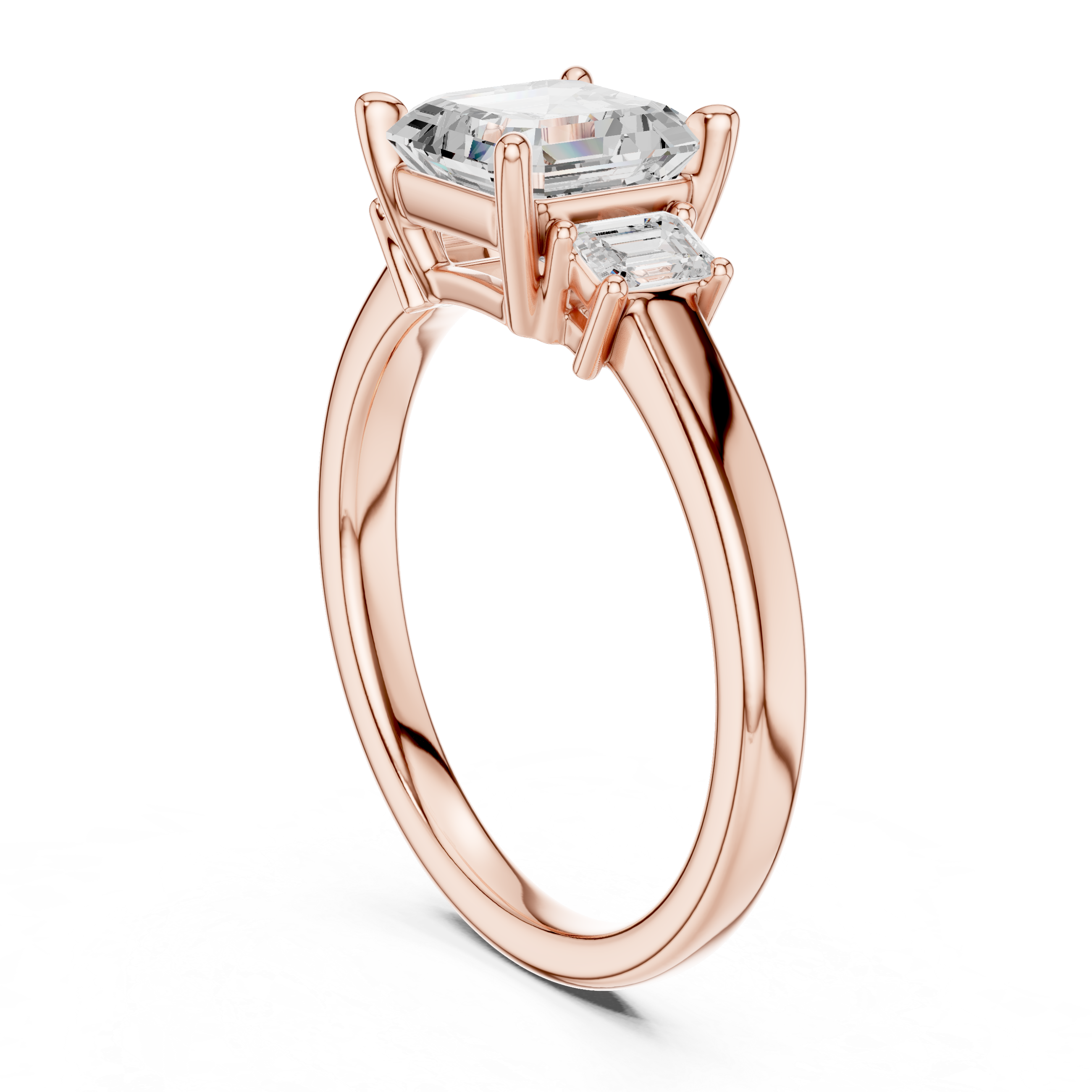 Asscher Cut Three Stone Engagement Ring – 1.70 CT Total Diamond Ring