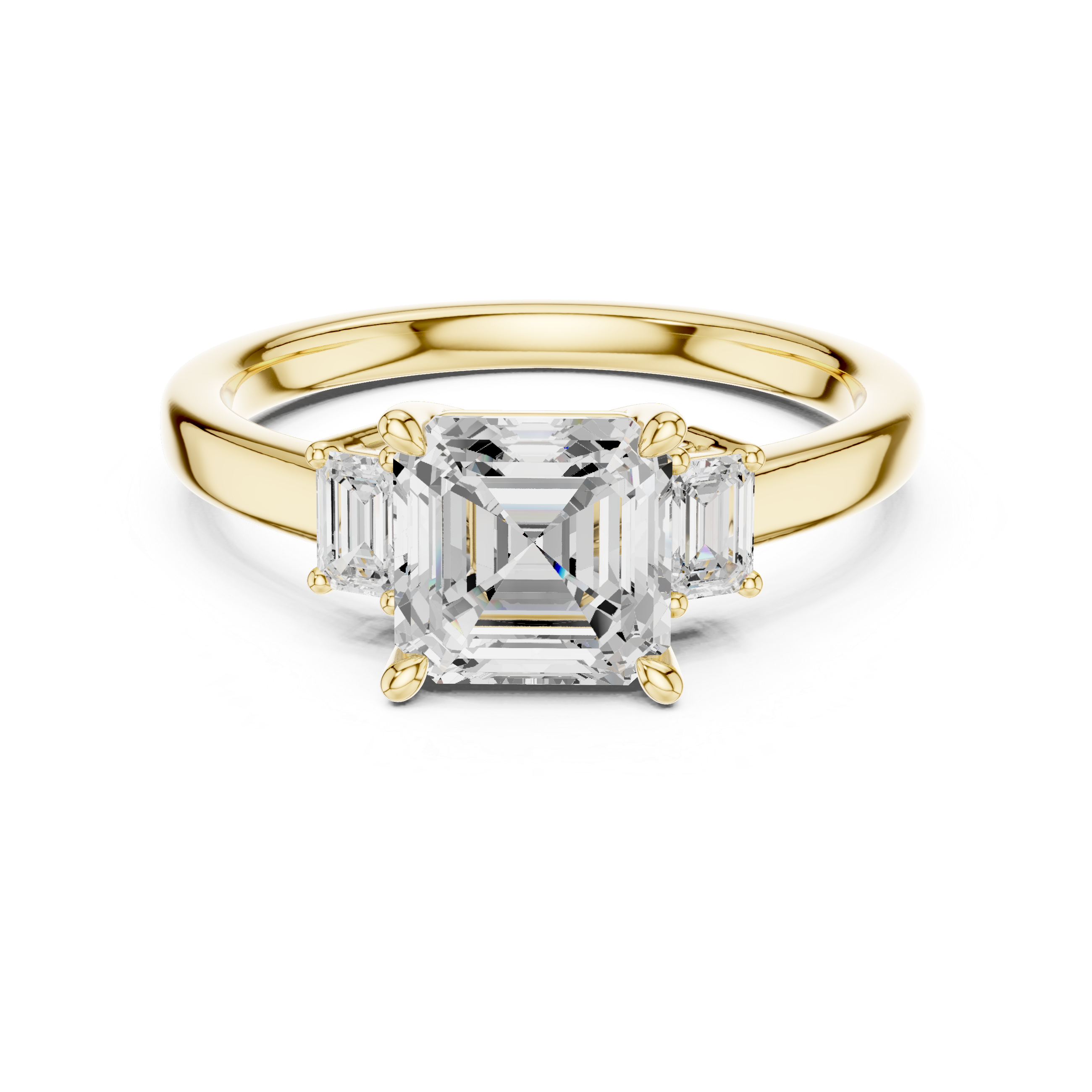 Asscher Cut Three Stone Engagement Ring – 1.70 CT Total Diamond Ring