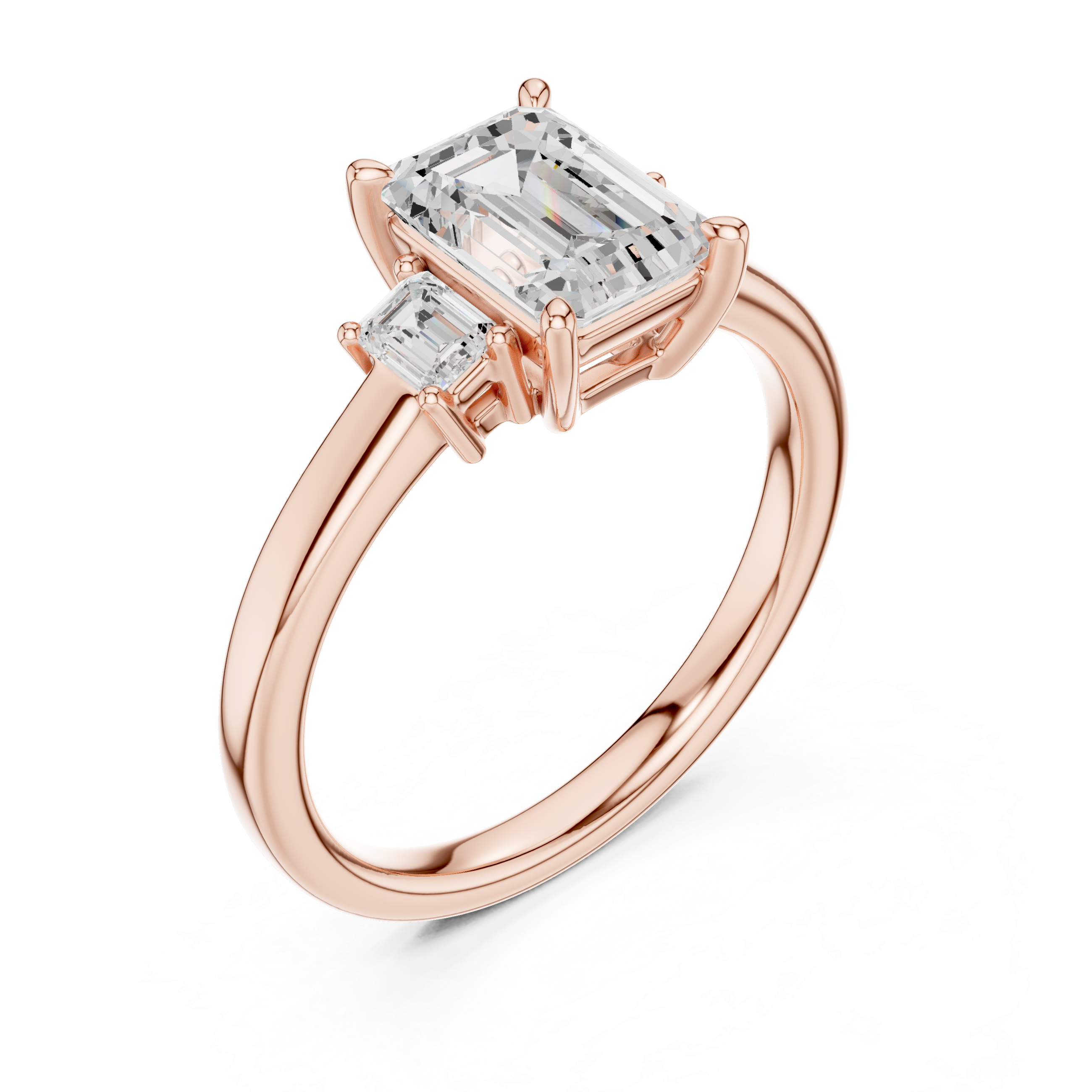 Emerald Cut Three Stone Engagement Ring – 1.70 CT Total Diamond Ring