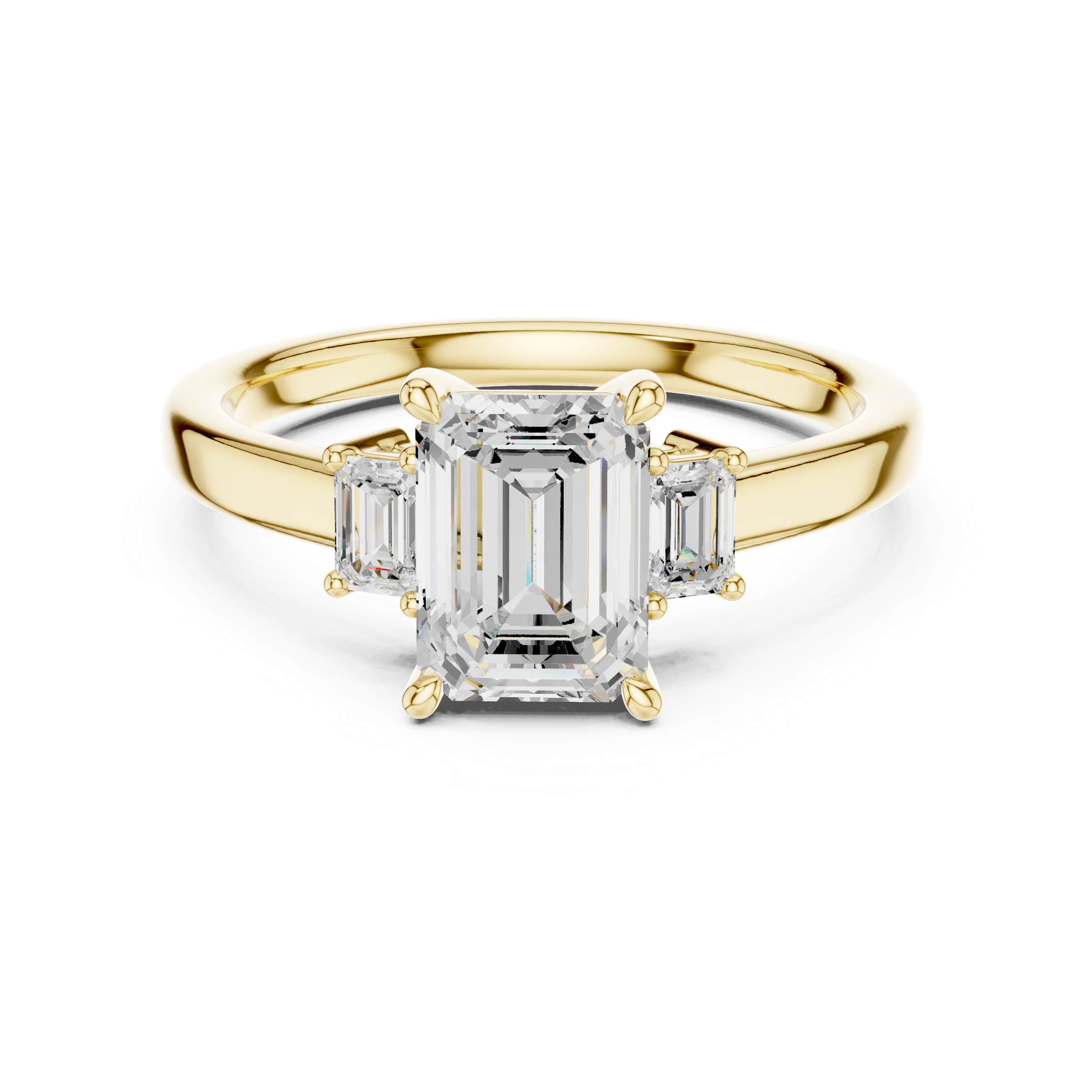 Emerald Cut Three Stone Engagement Ring – 1.70 CT Total Diamond Ring