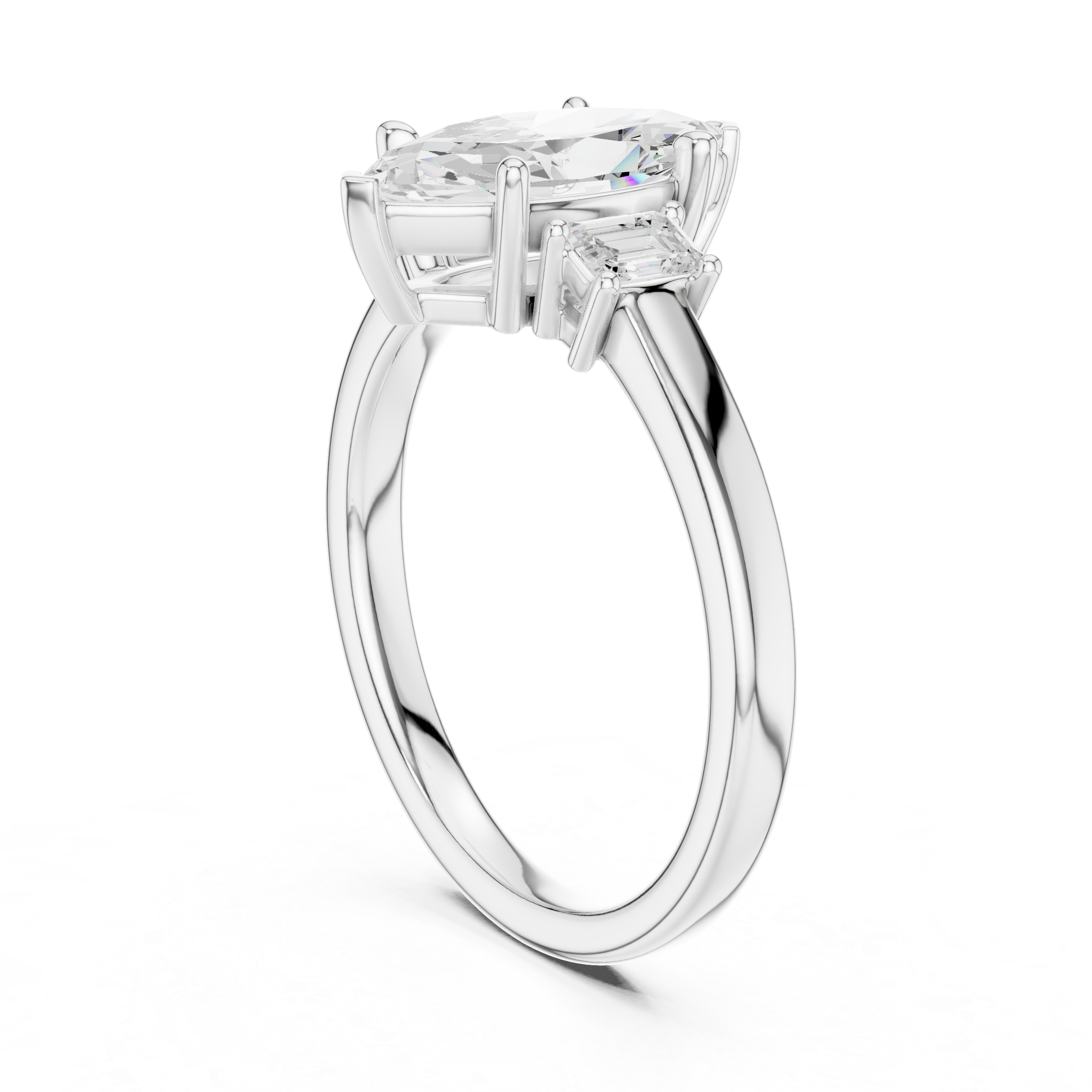 Marquise Cut Three Stone Engagement Ring – 1.70 CT Total Diamond Ring